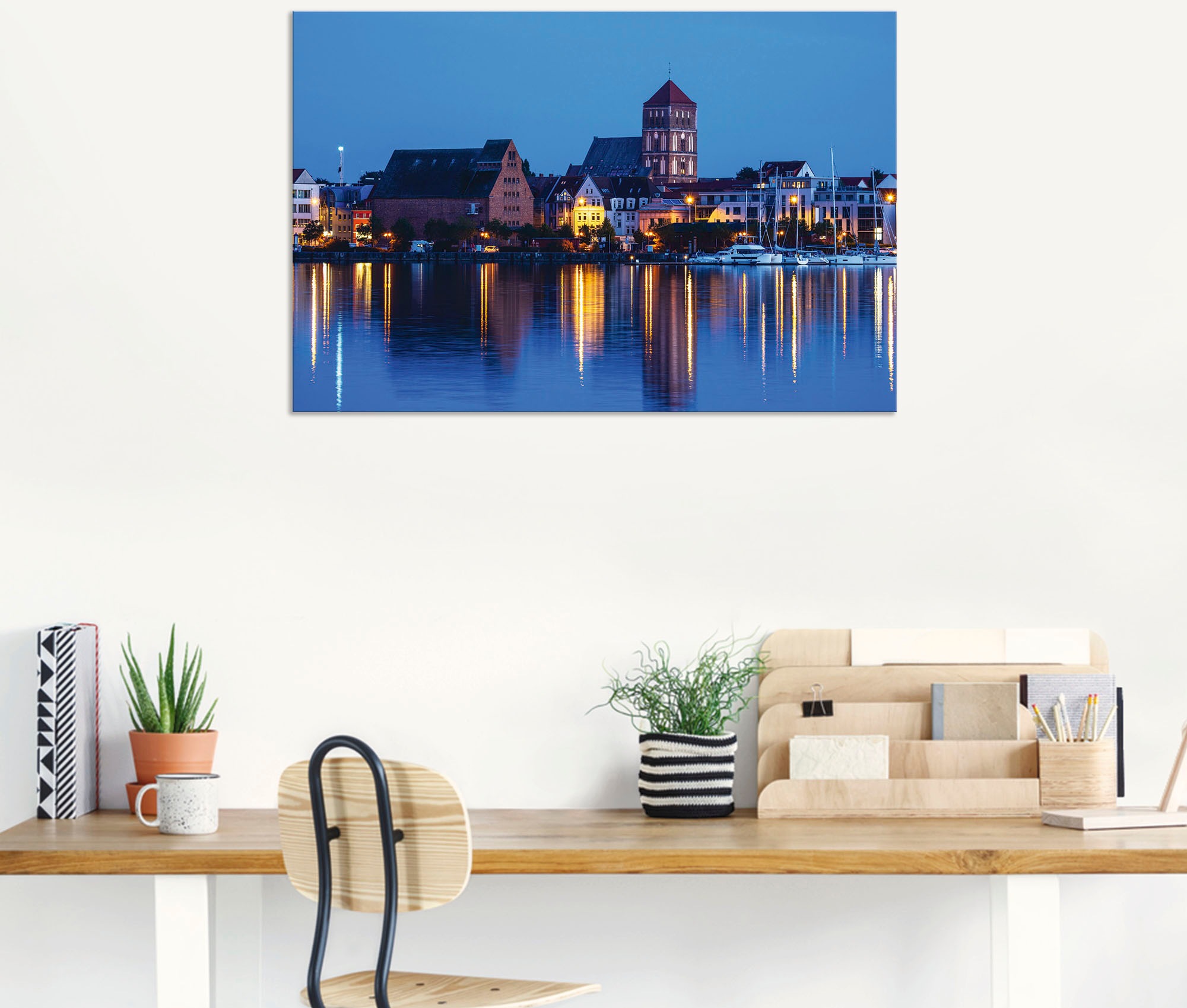 Artland Wandbild »Blick über Warnow auf Rostock II«, Rostock, (1 St.), als Alubild, Leinwandbild, Wandaufkleber oder Poster in versch. Größen