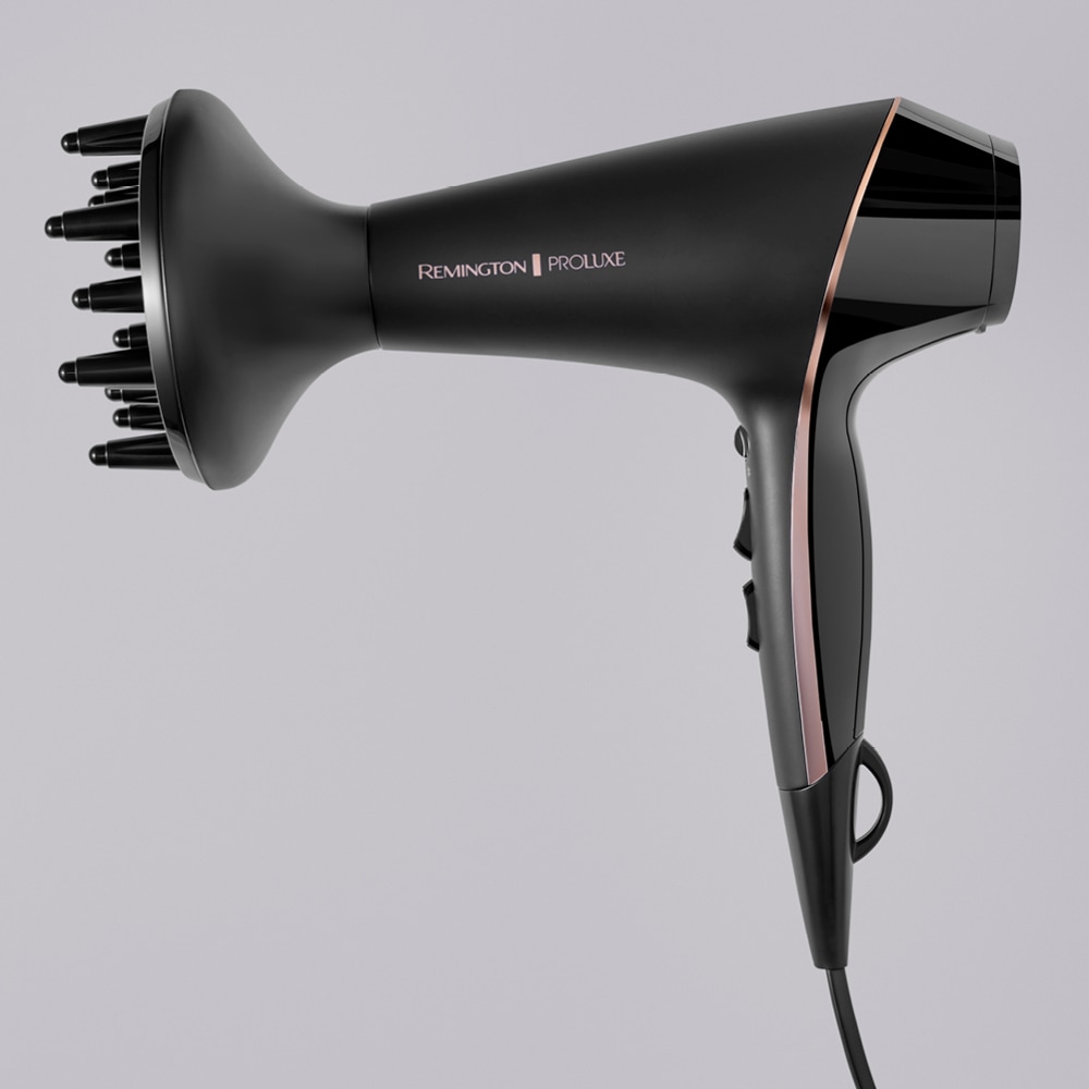 Remington Haartrockner »PROluxe Midnight Edition (AC9140B)«, 2400 W, 3 Aufsätze, Profi, mit Ionenpflege, OPTIheat-Technologie und langlebigem AC-Motor
