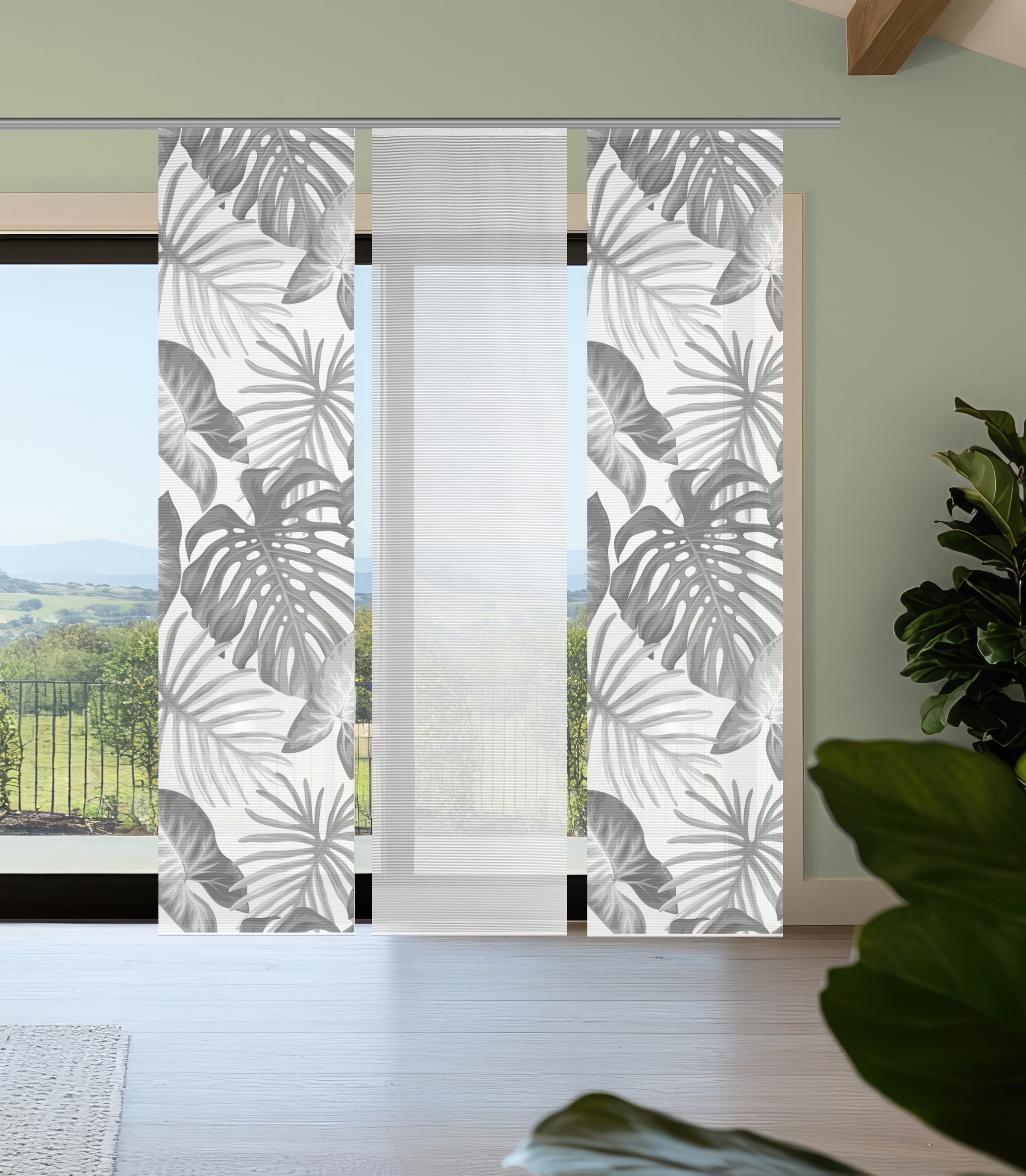 Vision S Schiebegardine "SANJA" Paneelwagen 3 Stk. tlg. Schiebevorhang,Bamb günstig online kaufen