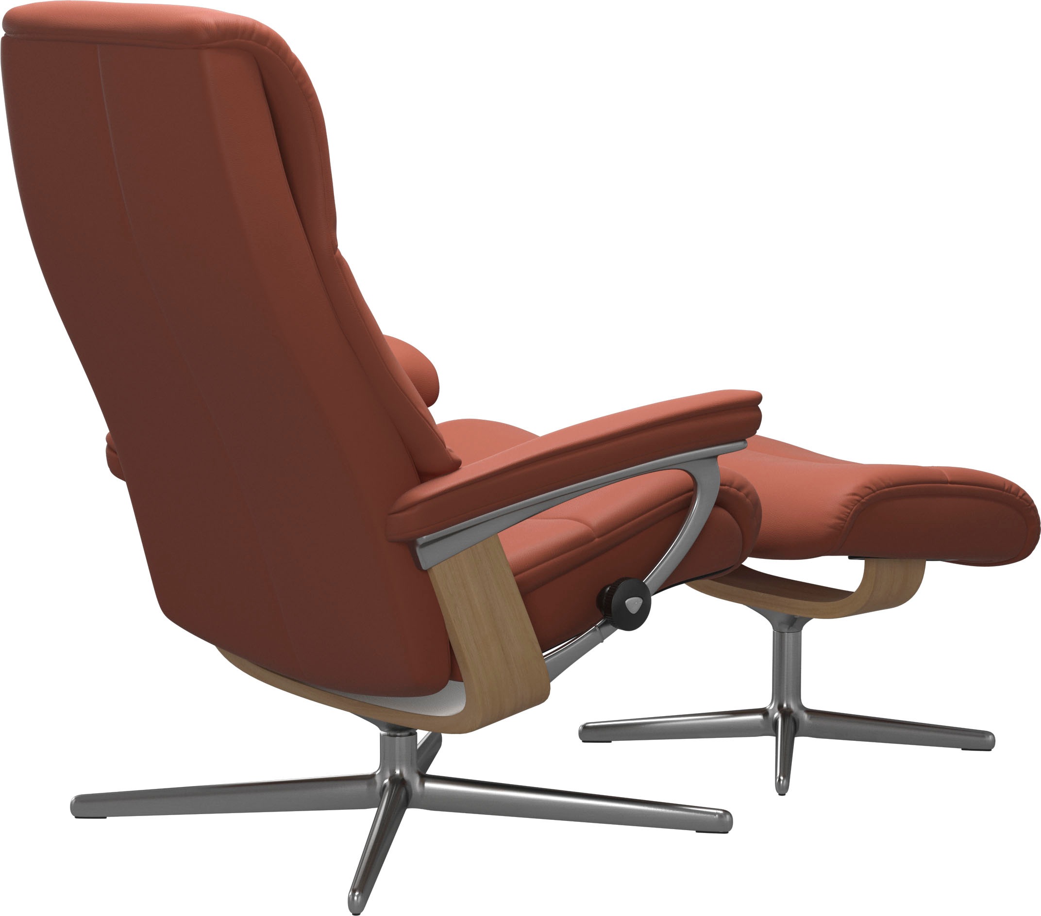 Relaxsessel STRESSLESS "View", rot (henna paloma), B:78cm H:108cm T:78cm, Leder PALOMA: PALOMA ist ein durchgefärbtes Semianilin-Möbelleder mit natürlicher Narbung., Sessel, Relaxsessel, mit Hocker, mit Cross Base, Größe S, M & L, Holzakzent Eiche 3