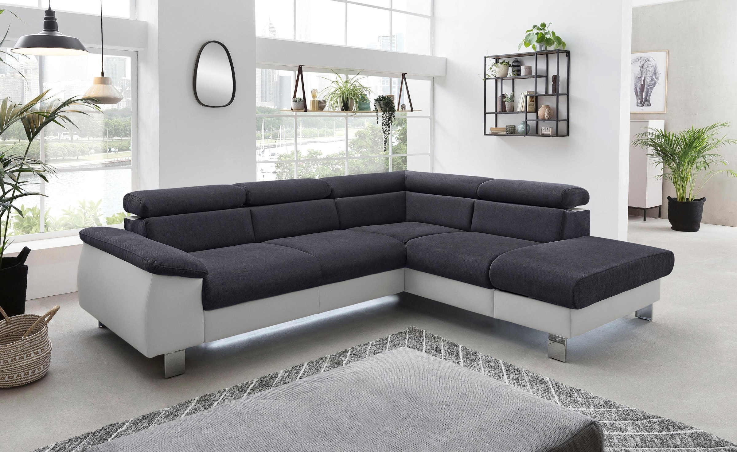 COTTA Ecksofa "Komaris L-Form, B: 249 cm" mit Kopfteilverstellung, optional günstig online kaufen