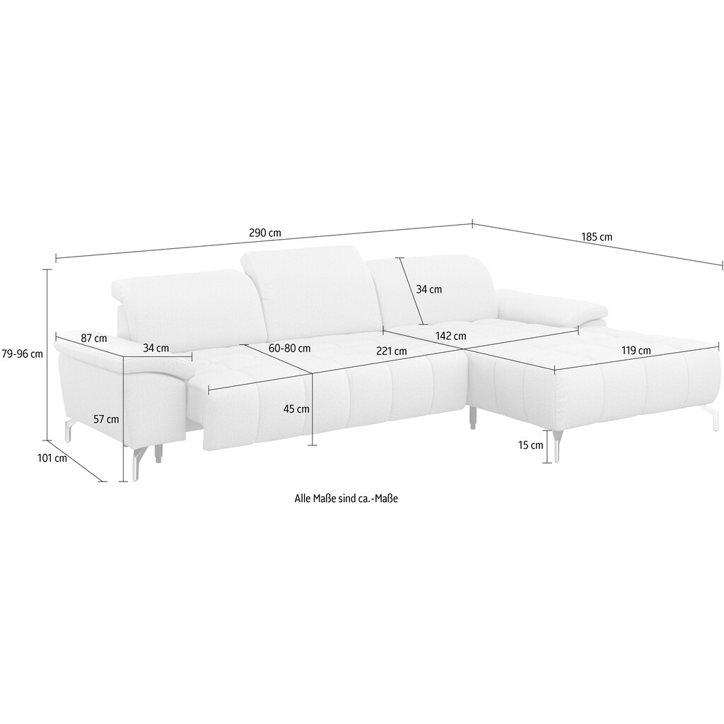 Wohnen Sofas & Couches sit&more Ecksofa »Cool«, wahlweise mit Kopfteilverstellung und Vorziehsitz, motorisch, mit silberfarbenen Wohnen Sofas & Couches sit&more Ecksofa »Cool«, wahlweise mit Kopfteilverstellung und Vorziehsitz, motorisch, mit silberfarbenen