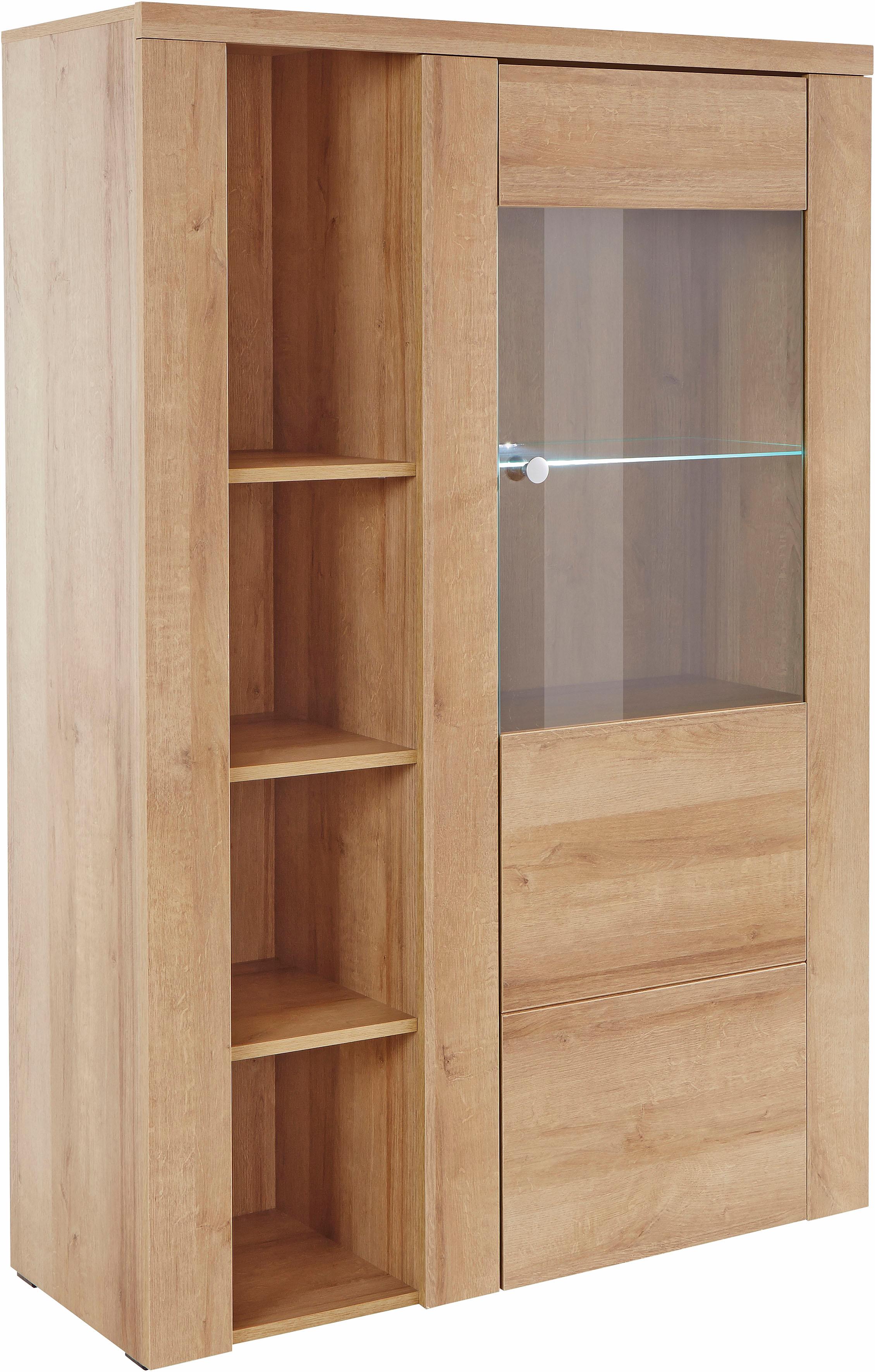 OTTO home Vitrine "Larona, zeitlose Glasvitirne, Hochschrank Höhe 145 cm" Stauraumvitrine mit dekorativer Rahmenoptik