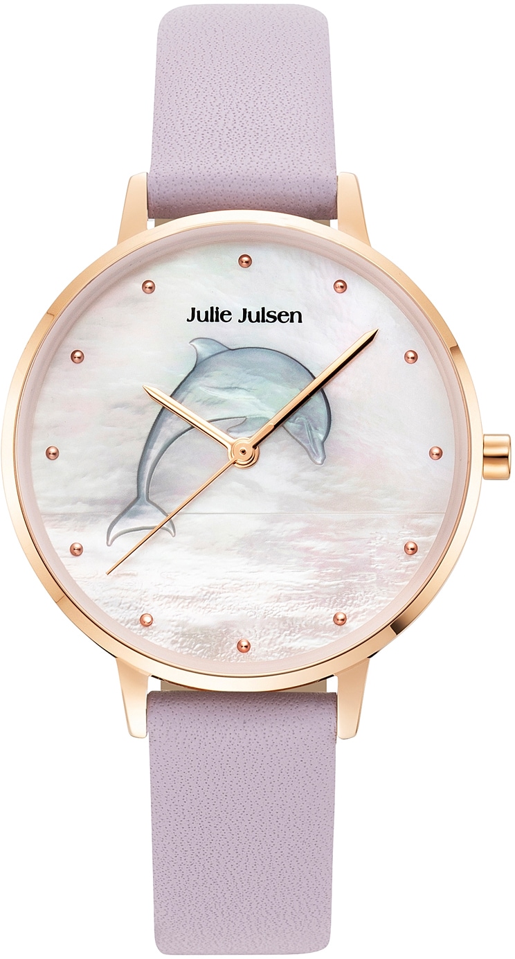 Julie Julsen Quarzuhr »Dolphin Lilac, JJW1008RGL-01«, Armbanduhr, Damenuhr, Delfin, Delphin, gehärtetes Mineralglas
