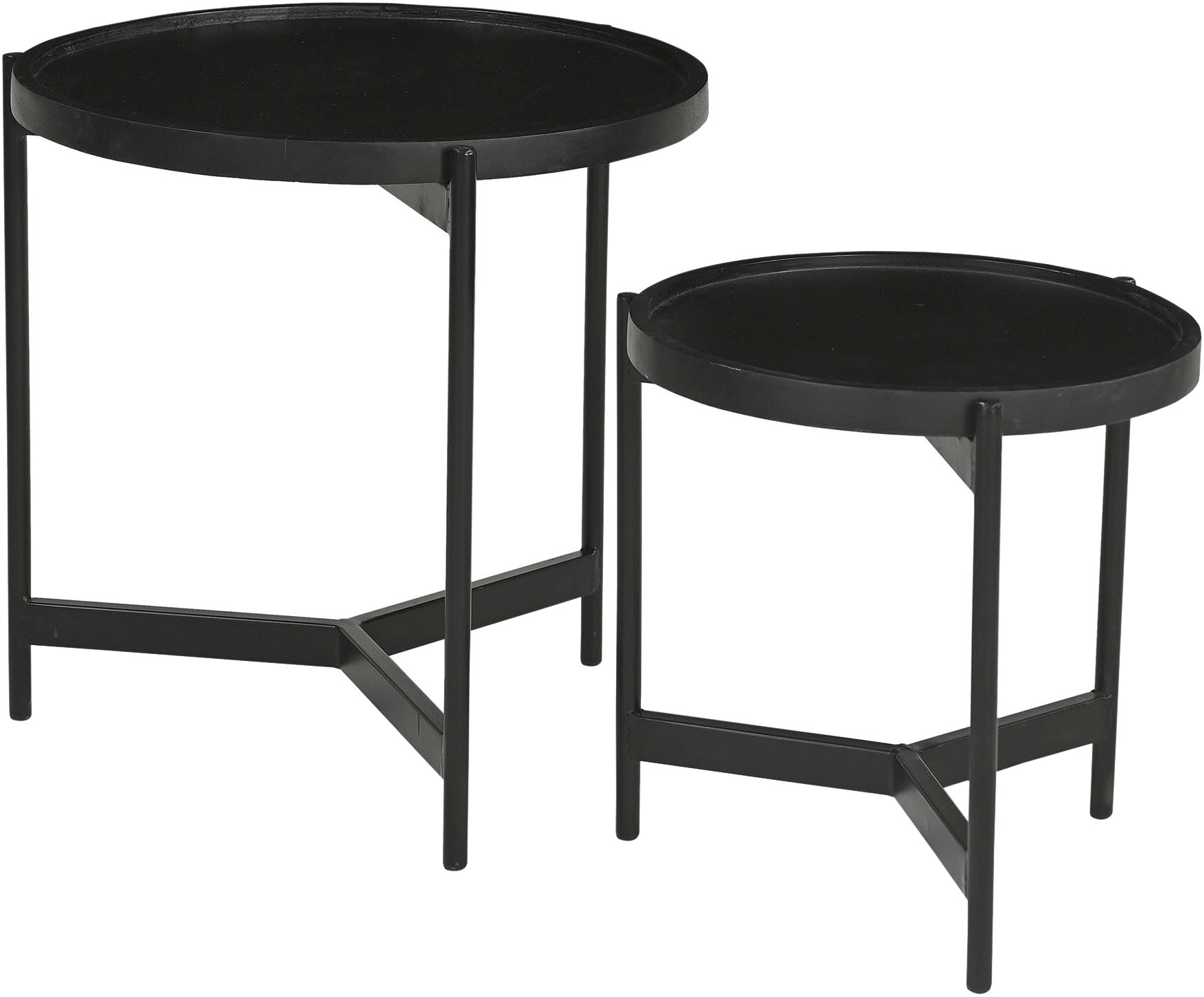 SIT Beistelltisch "Turin 2er Set aus Mango massiv mit Metallgestell" 2 Stk. tlg. 2er Set mit runden Tischplatten & robustem Metallgestell