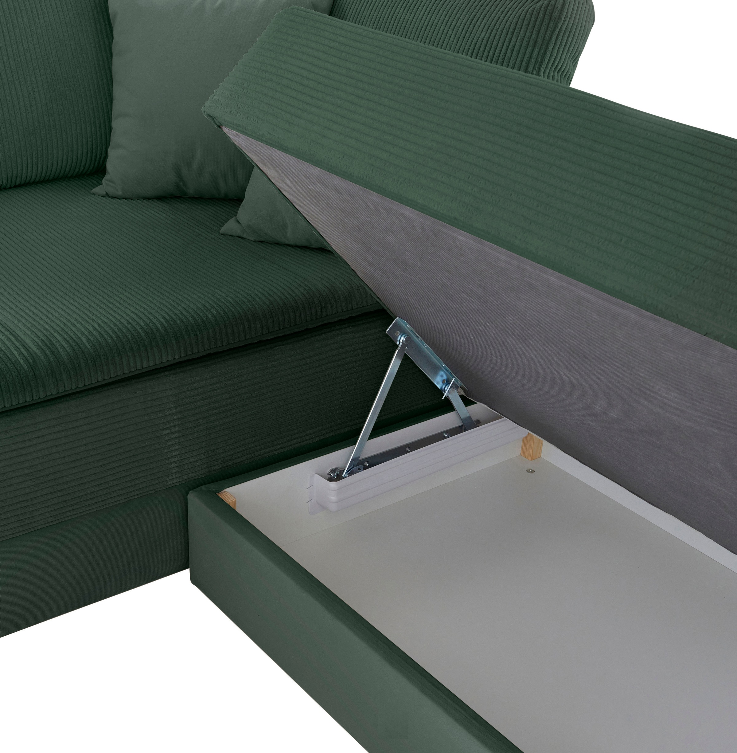 INOSIGN Ecksofa »Night & Day L-Form, B: 324 cm«, mit Bettfunktion, Bettkasten & 3 Zierkissen, Boxspringbett 180x200 cm