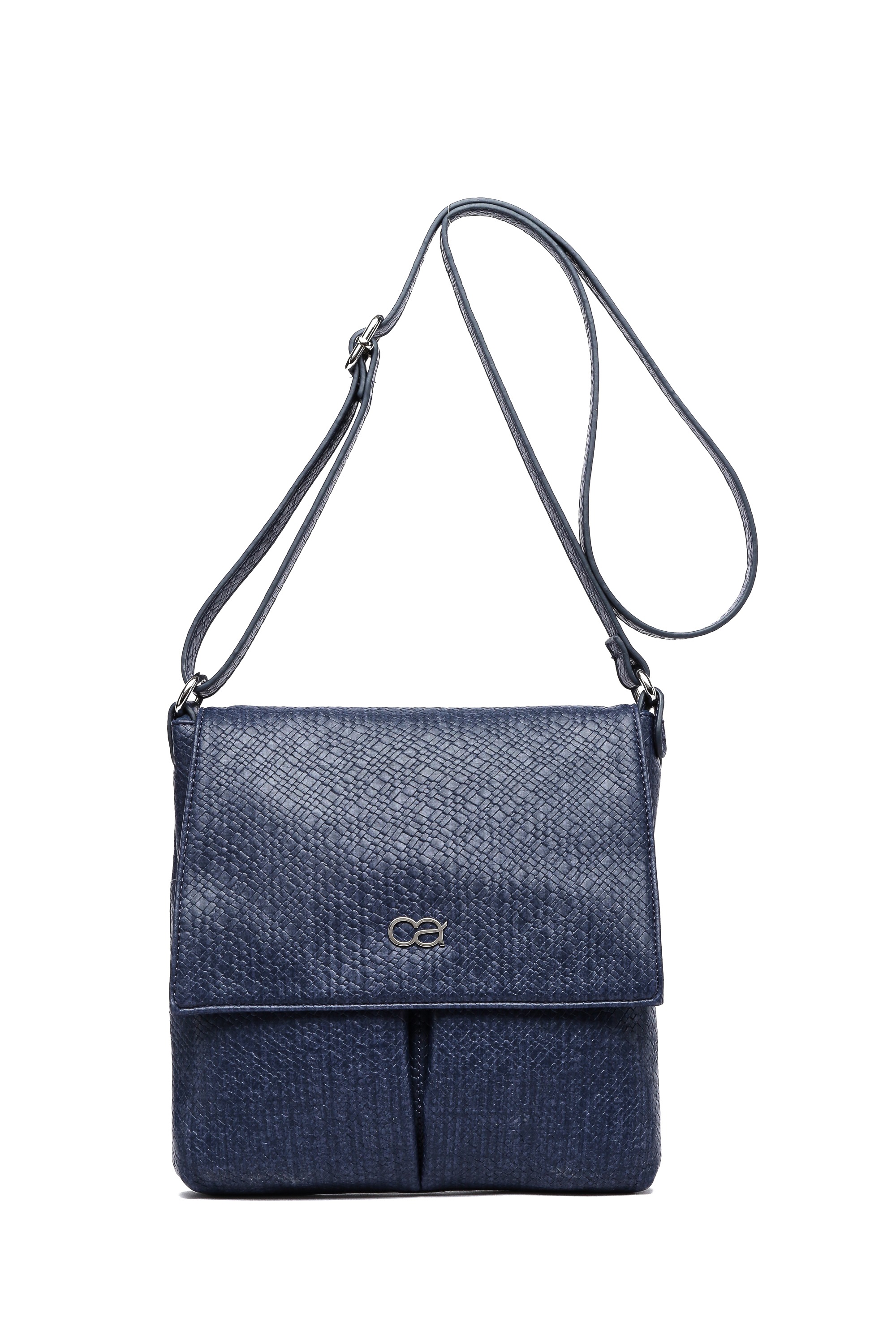 Umhängetasche "Flechty", Damen, Gr. B/H/T: 24cm x 24cm x 4cm onesize, blau, Polyurethan (PU), COLLEZIONE ALESSANDRO, Taschen Umhängetasche, mit vielen Fächern, in Flechtoptik 3