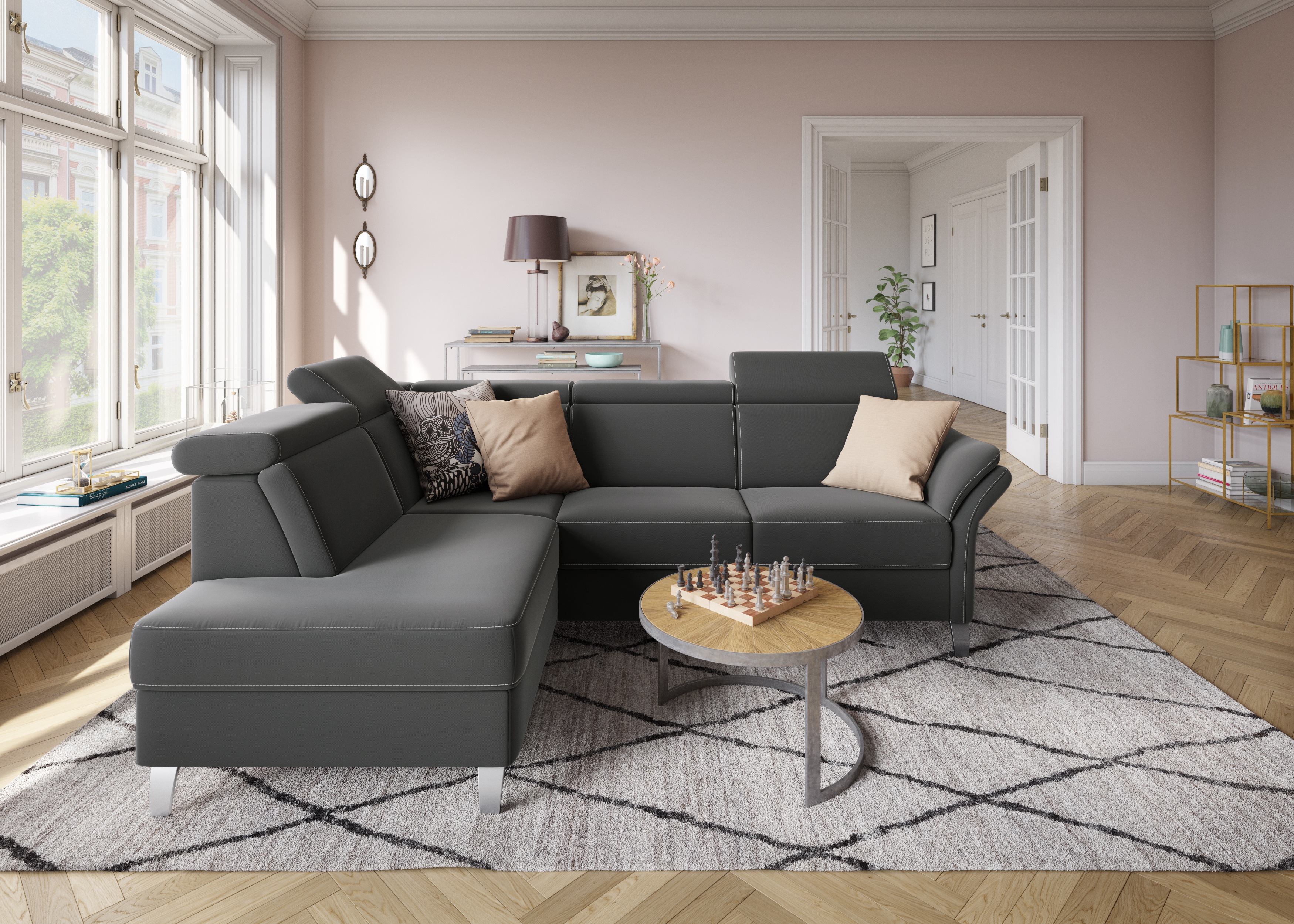 Thumbnail - sit&more Ecksofa "Vincenzo L-Form", inklusive Kopfteilverstellung, wahlweise mit Bettfunktion, Bettkasten