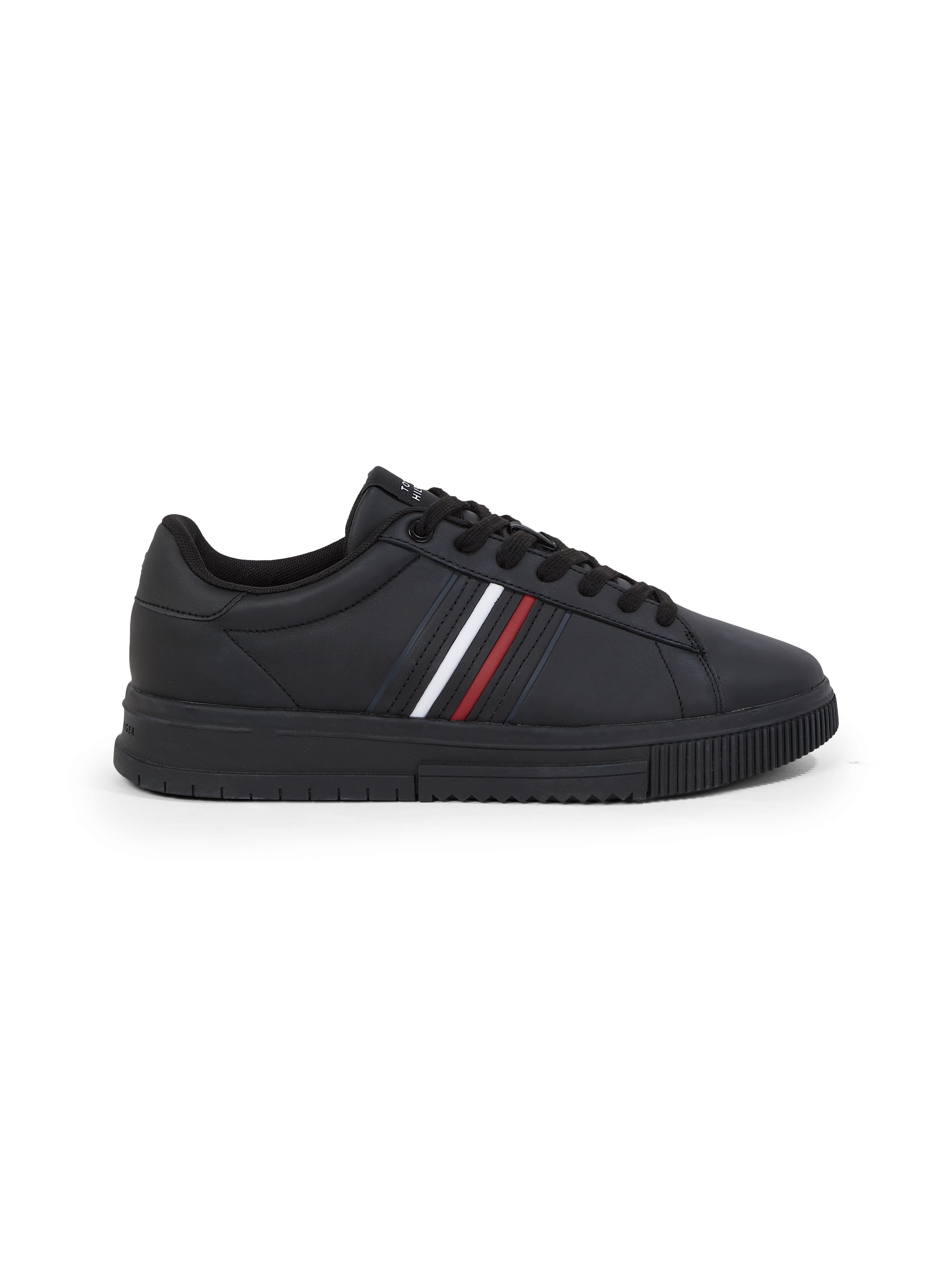 Tommy Hilfiger Sneaker »MODERN CUPSOLE STRIPES LTH«, Freizeitschuh, Halbschuh, Schnürer mit seitlichen Streifen