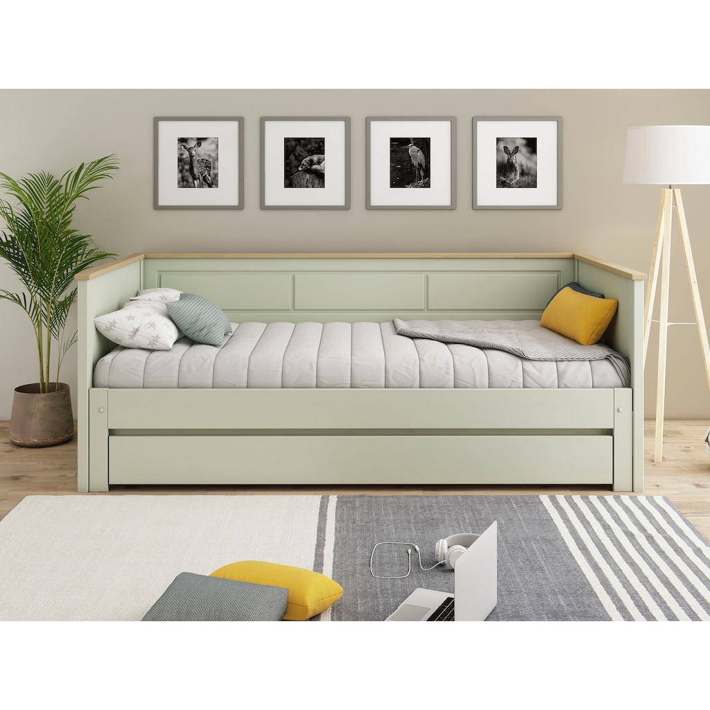 Lüttenhütt Funktionsbett »" ERIK " BESTSELLER! Zertifiziertes Massivholz«, Daybed, zweiter Schlafplatz ausziehbar, Schublade optional