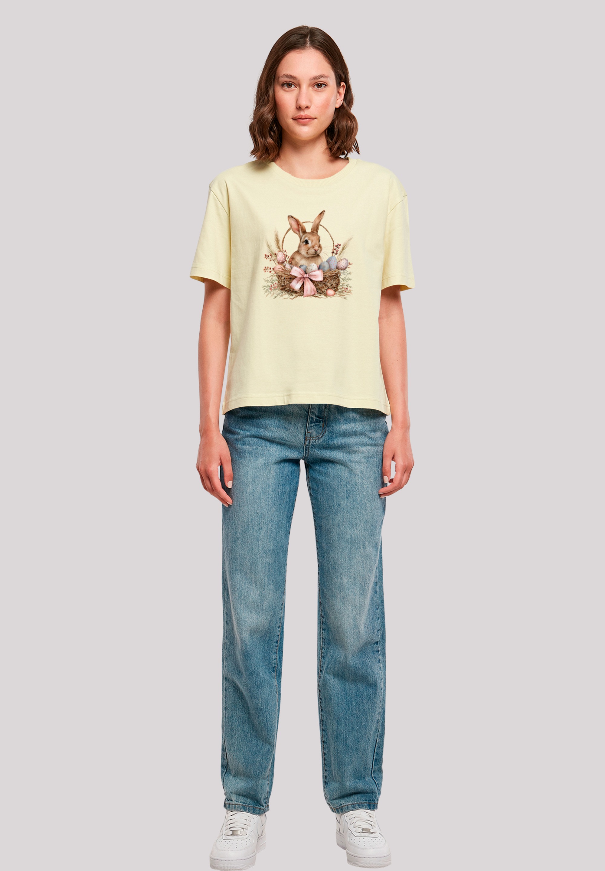 F4NT4STIC T-Shirt »Osterhasen Korb Dekor«, Premium Qualität