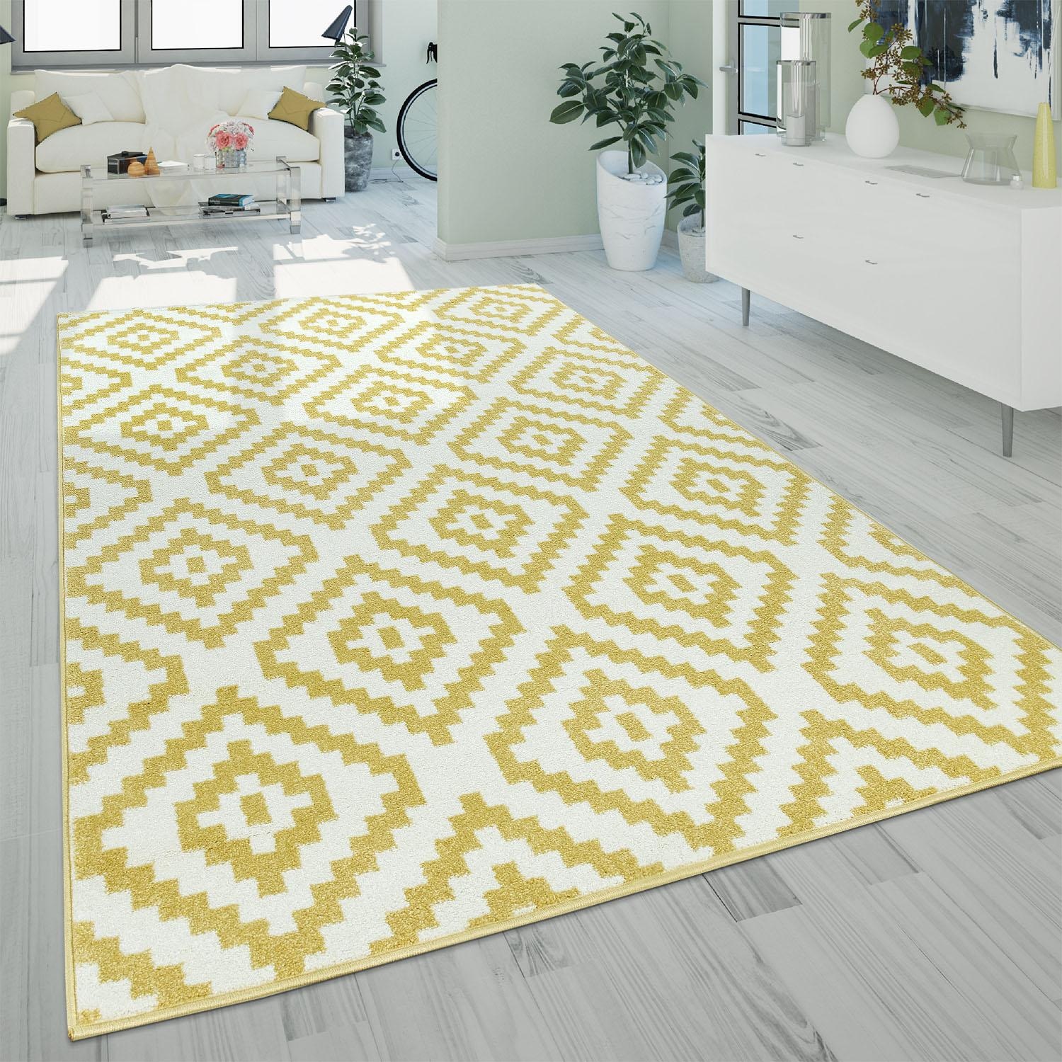 Paco Home Läufer »Stella 400«, rechteckig, 16 mm Höhe, Teppich-Läufer, Kurzflor, Pastell Farben, Rauten Design