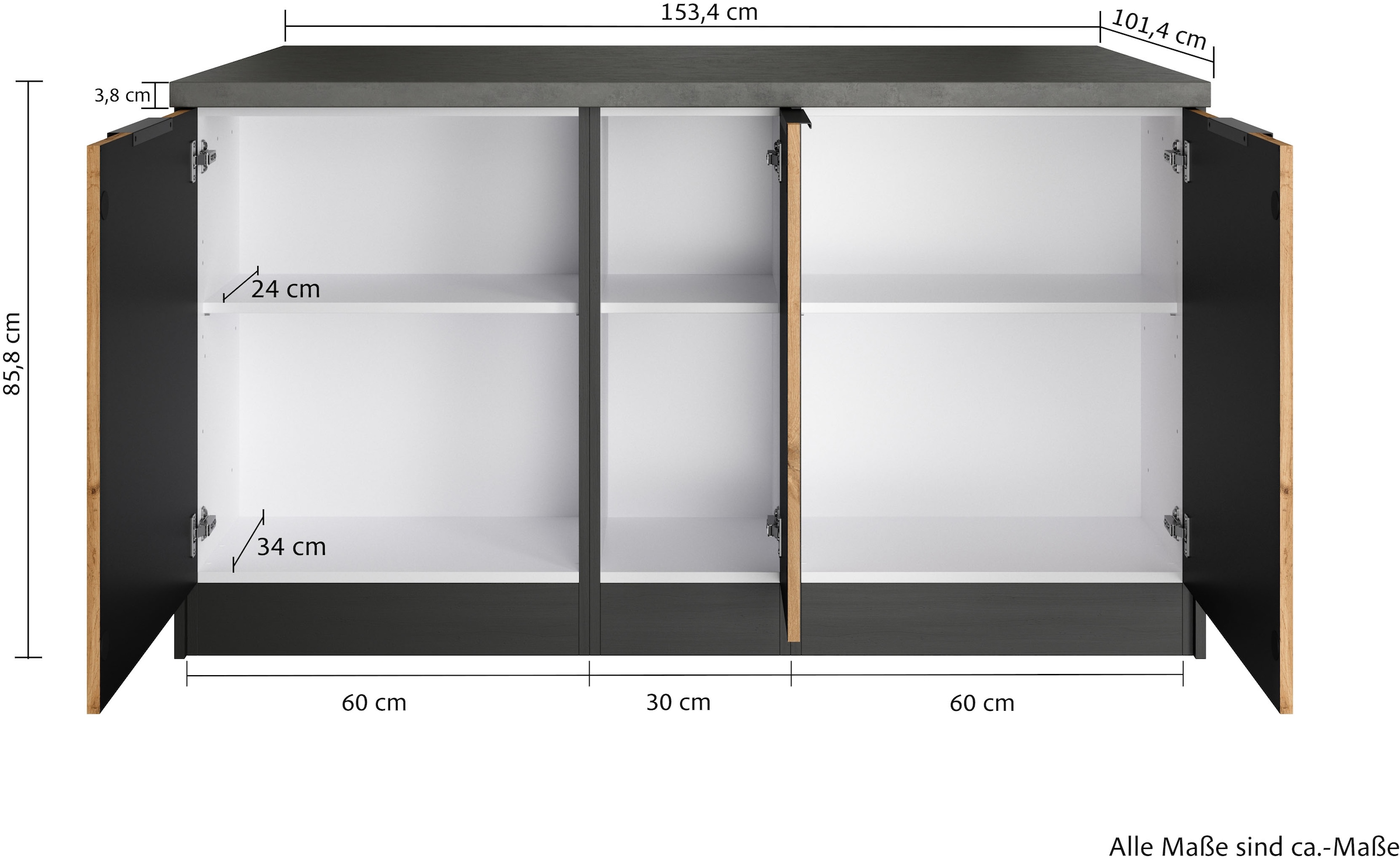 KOCHSTATION Kücheninsel »KS-Lagos«, Kücheninsel 153/100 cm, mit höhenverstellbaren Möbelfüßen