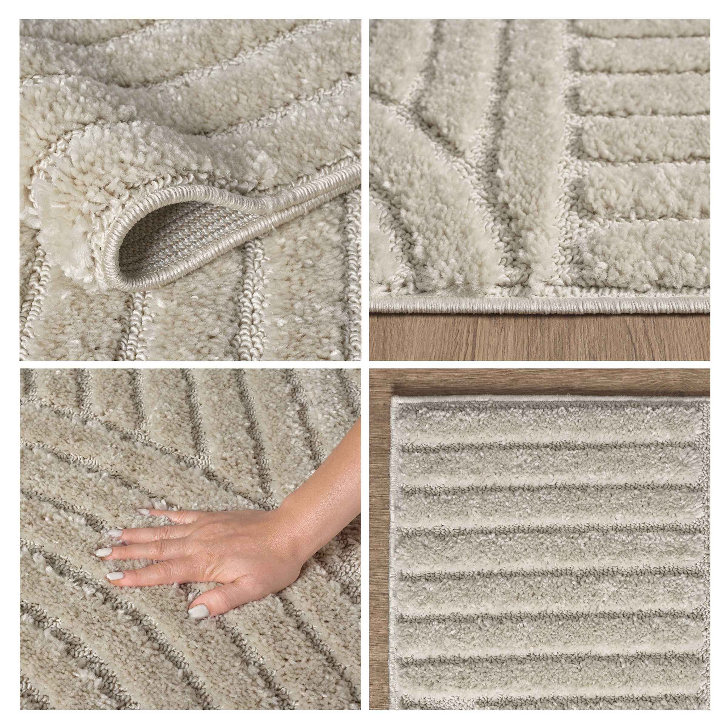 OTTO home Teppich »Jonne, Boho-Design, Scandi, Designteppich« rechteckig 20 mm Höhe Hoch-Tief, 3D Optik, skandinavischer Stil, Wohnzimmer, Schlafzimmer