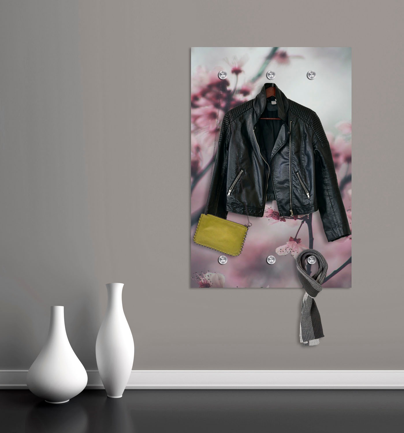queence Garderobenleiste »Blumen«, mit 6 Haken, 80 x 120 cm