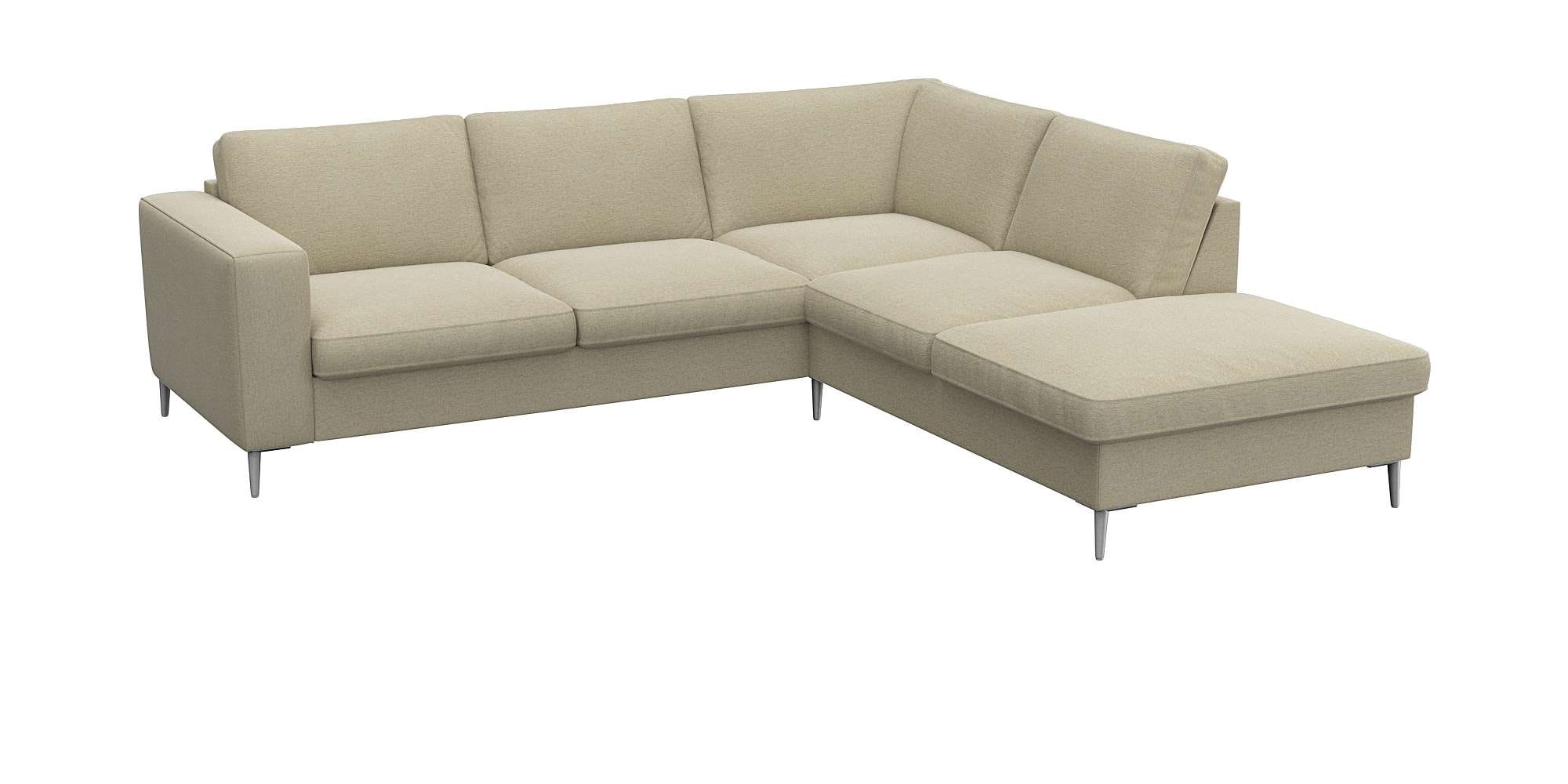 FLEXLUX Ecksofa »Fiore, L-Form« breite Armlehnen, Füße alufarben, B/T 241/225 cm, Kaltschaum im Sitz