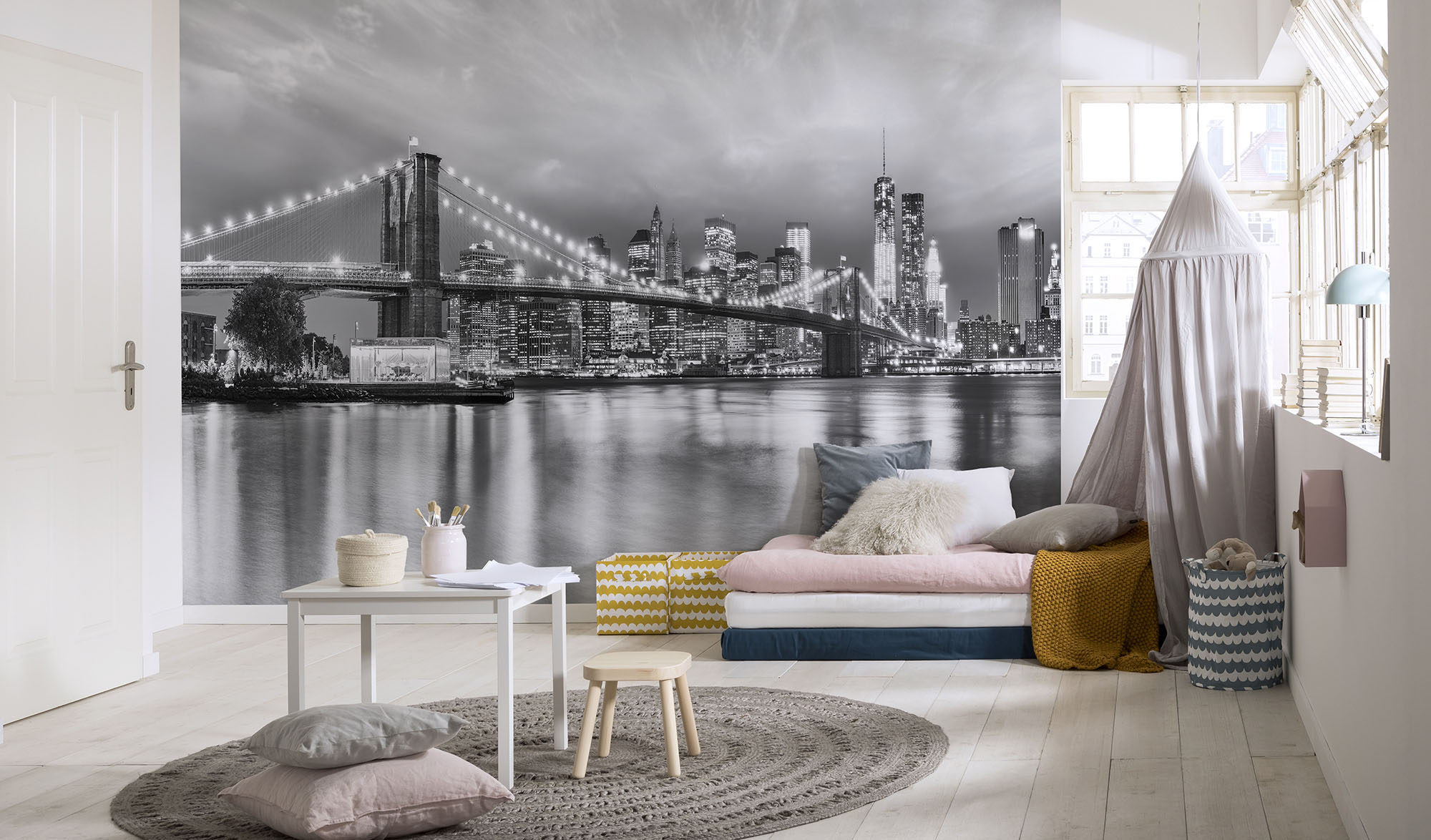 Komar Fototapete "Brooklyn B/W - Größe 368 x 254 cm" bedruckt glatt Wohnzimmer, Schlafzimmer