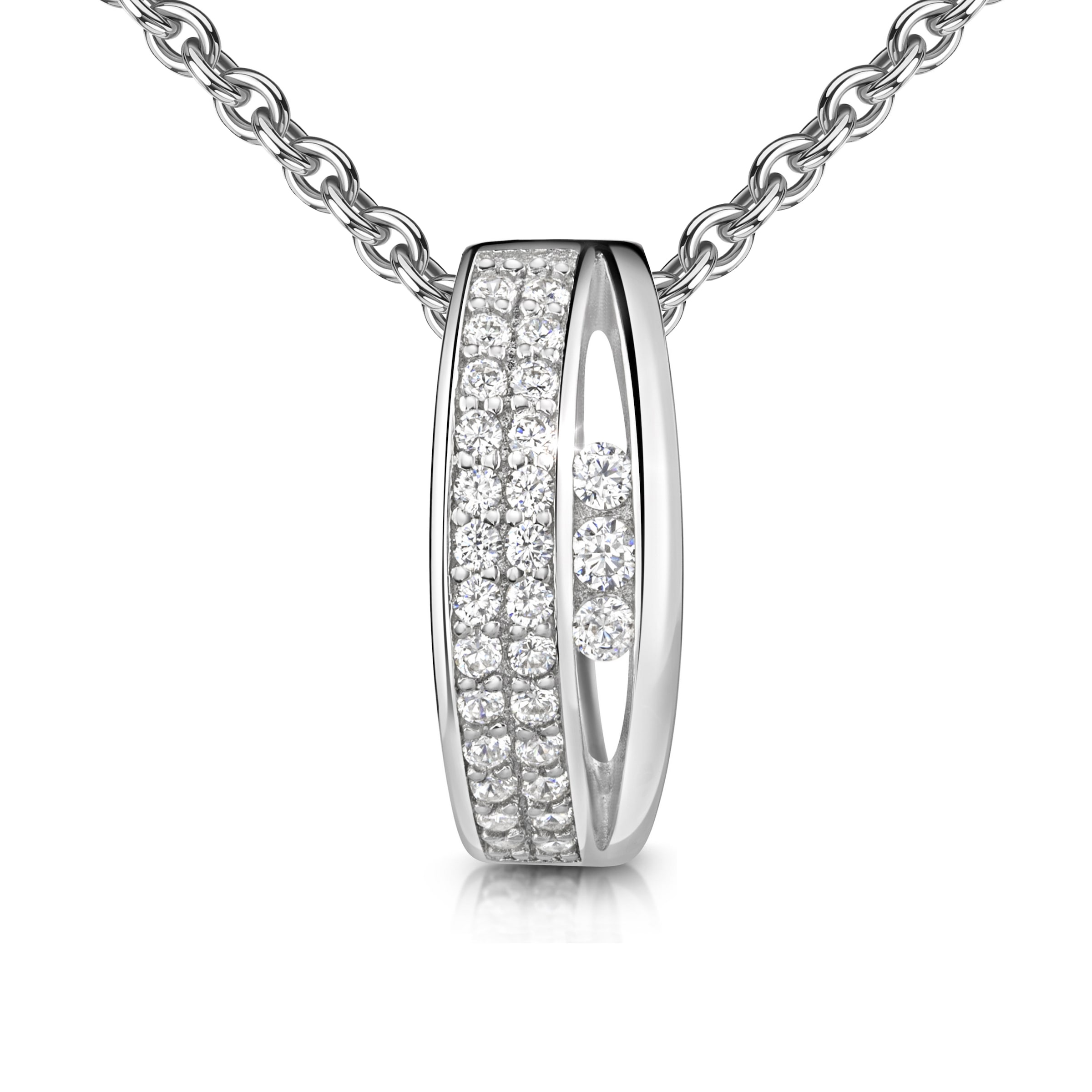 FIRETTI Damen Kette mit Anhänger "Schmuck Geschenk Silber 925 Halsschmuck Halskette Ankerkette", Silber 925 (Sterlingsilber), L: 45 B:
