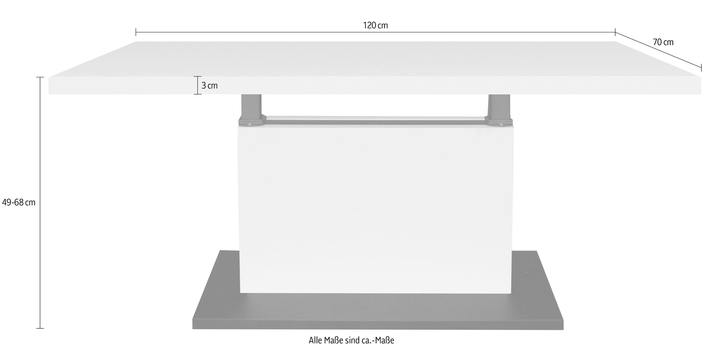 Mäusbacher Couchtisch »Lift Couchtisch«, höhenverstellbar von 49-68 cm, Breite 120 cm, Metallgestell
