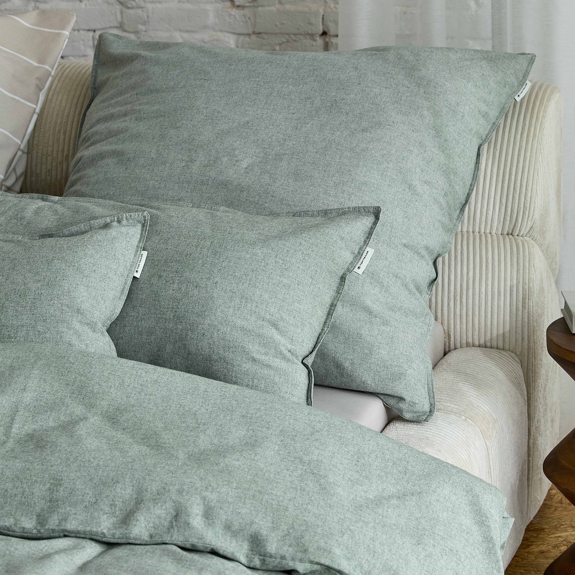 TOM TAILOR HOME Bettwäsche »WOVEN MELANGE in Gr. 135x200cm oder 155x220cm«, new bedroom, Doppelnaht am Kissen, gewebtes Label
