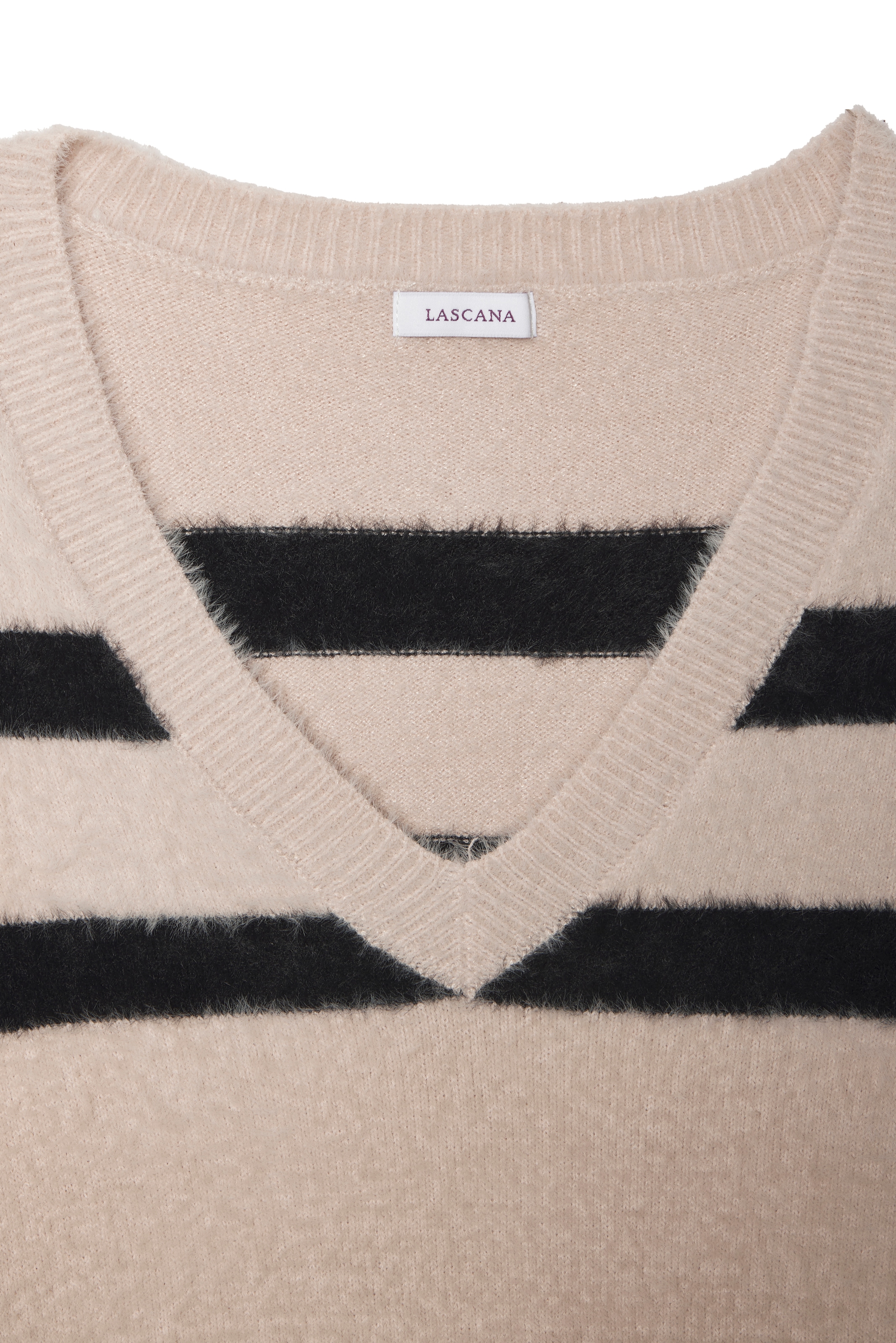 LASCANA Streifenpullover »Amira« aus kuschelweichem Strick, V-Ausschnitt, Streifenoptik, modisch