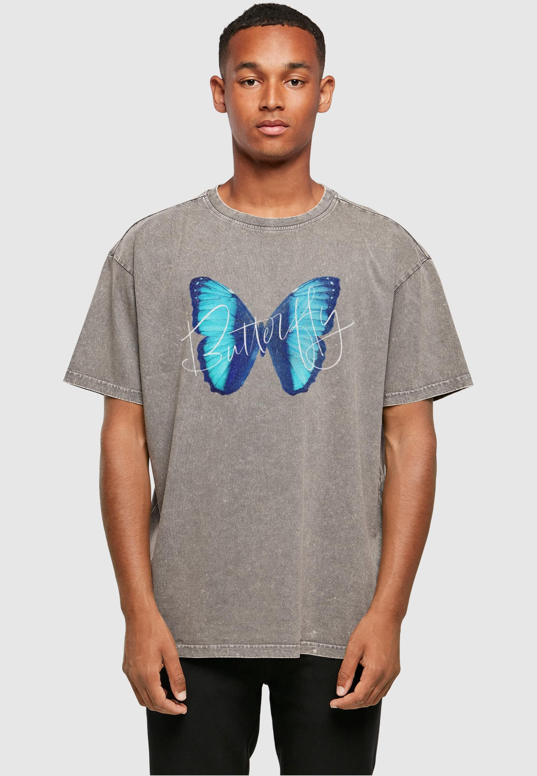 Merchcode T-Shirt »Merchcode Herren Butterfly Blue Acid Washed Heavy Oversized Tee«, (1 tlg.)