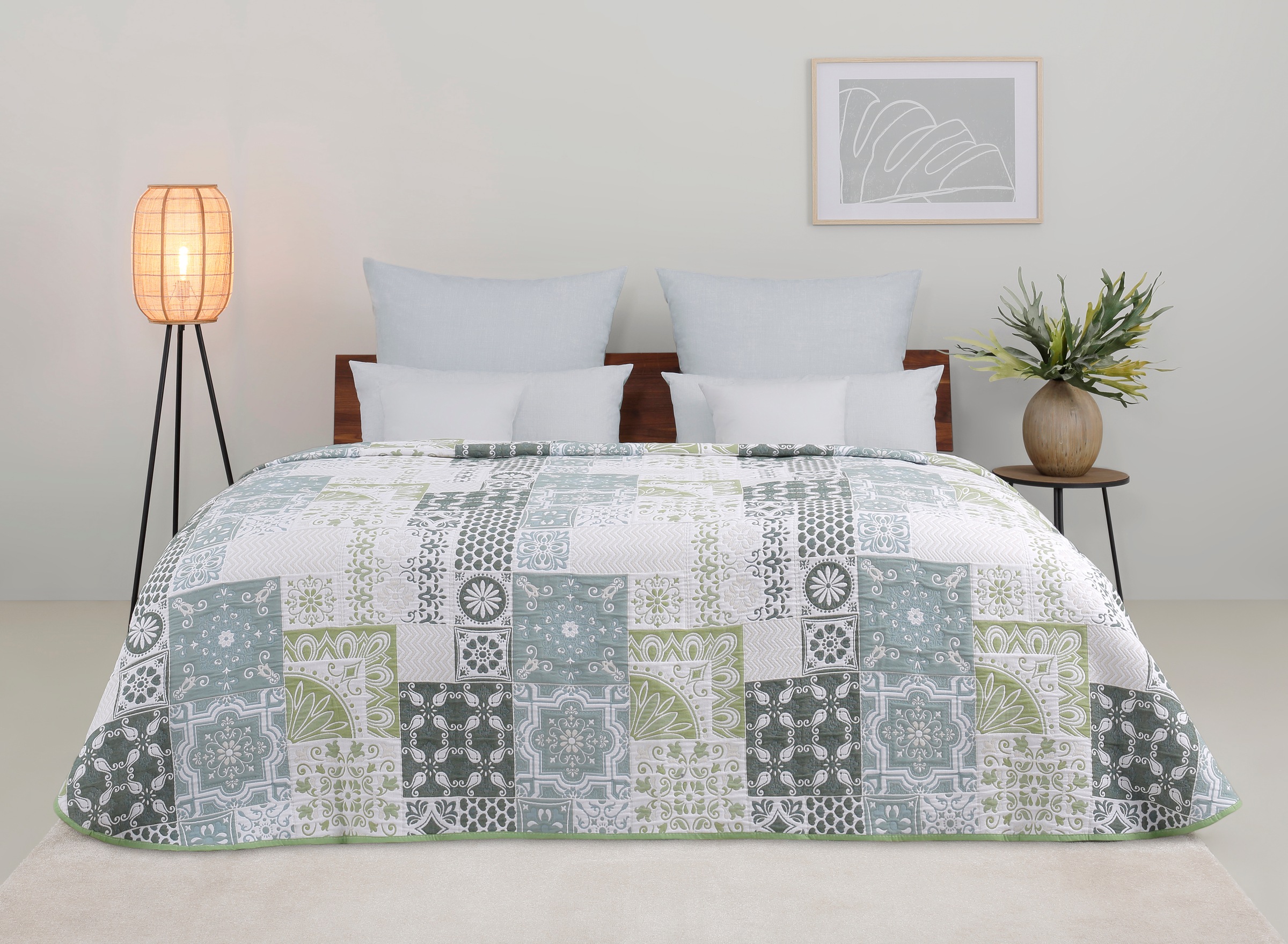 Tagesdecke OTTO HOME, B:140cm L:210cm, grün, Mischgewebe, Tagesdecken, "Sofia", Tagesdecke in Patchwork-Design, für Kinder und Erwachsene