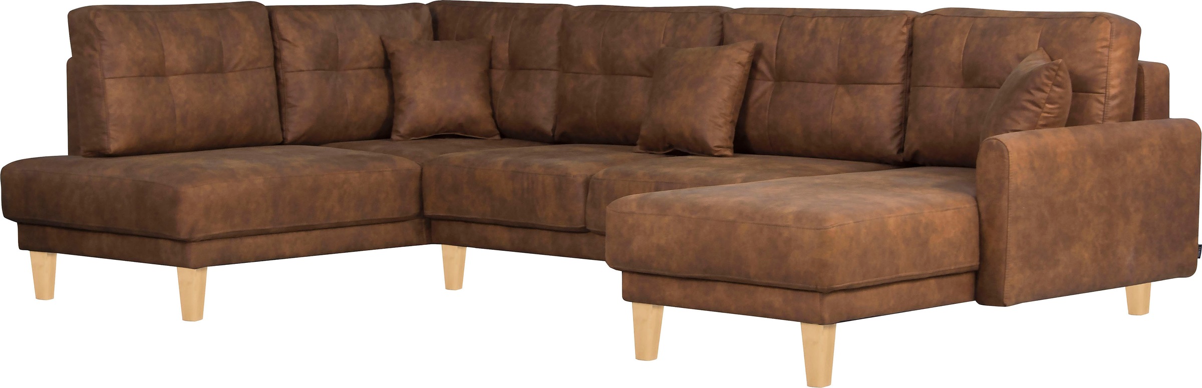 Home affaire Wohnlandschaft »TRIPLO U-Form wahlweise mit Schlaffunktion, B/T/H: 310/192/90 cm«, Schlafsofa, auch mit Bettkasten, Steppung im Rückenkissen