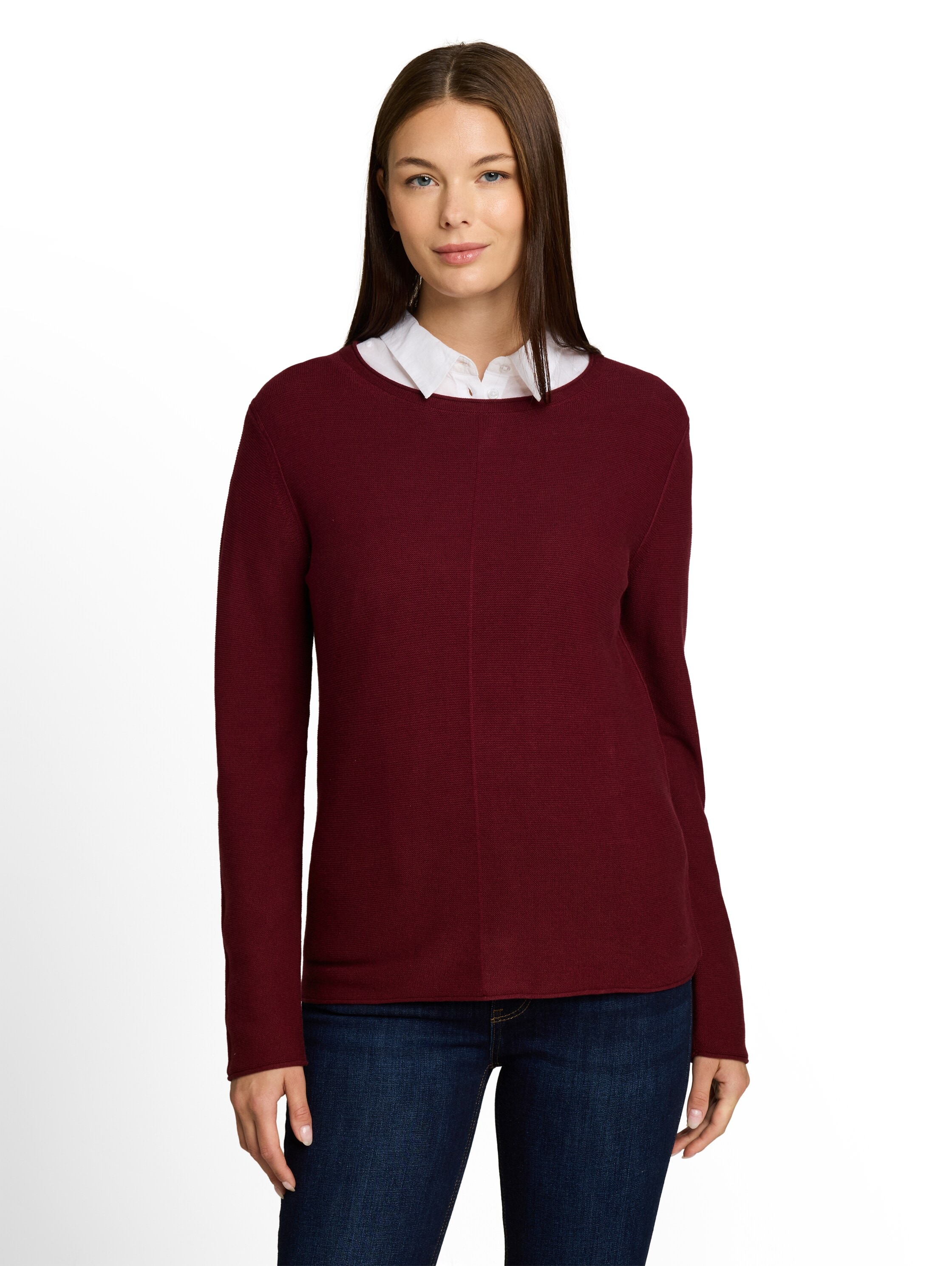 TOM TAILOR Strickpullover "Regular" mit Rundhals und Rollkanten