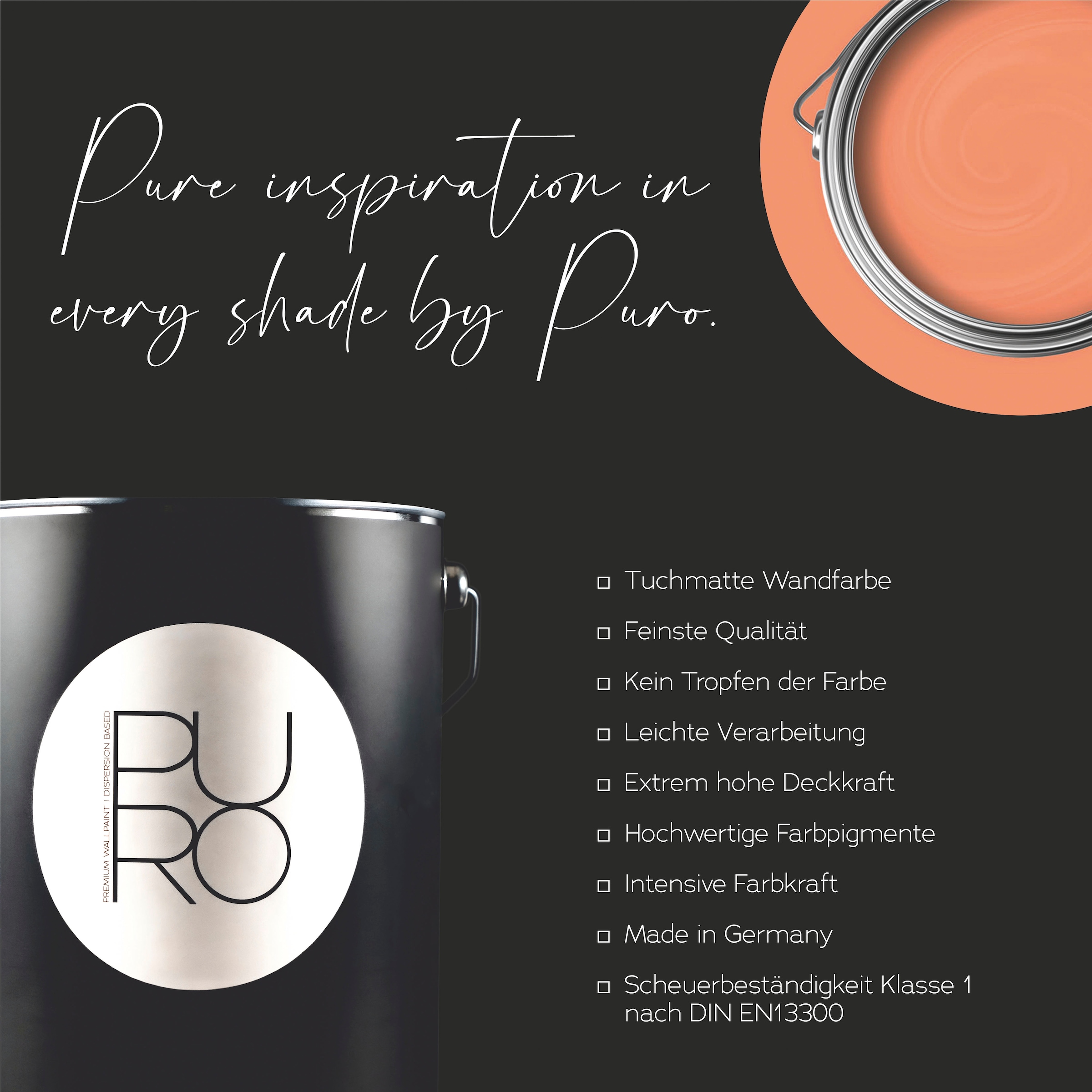 A.S. Création Wandfarbe »Premium Innenwandfarbe PURO Tuchmatt diverse apricot« ideal für Wohnzimmer, Schlafzimmer, Flur und Küche, Farbwelt Apricot