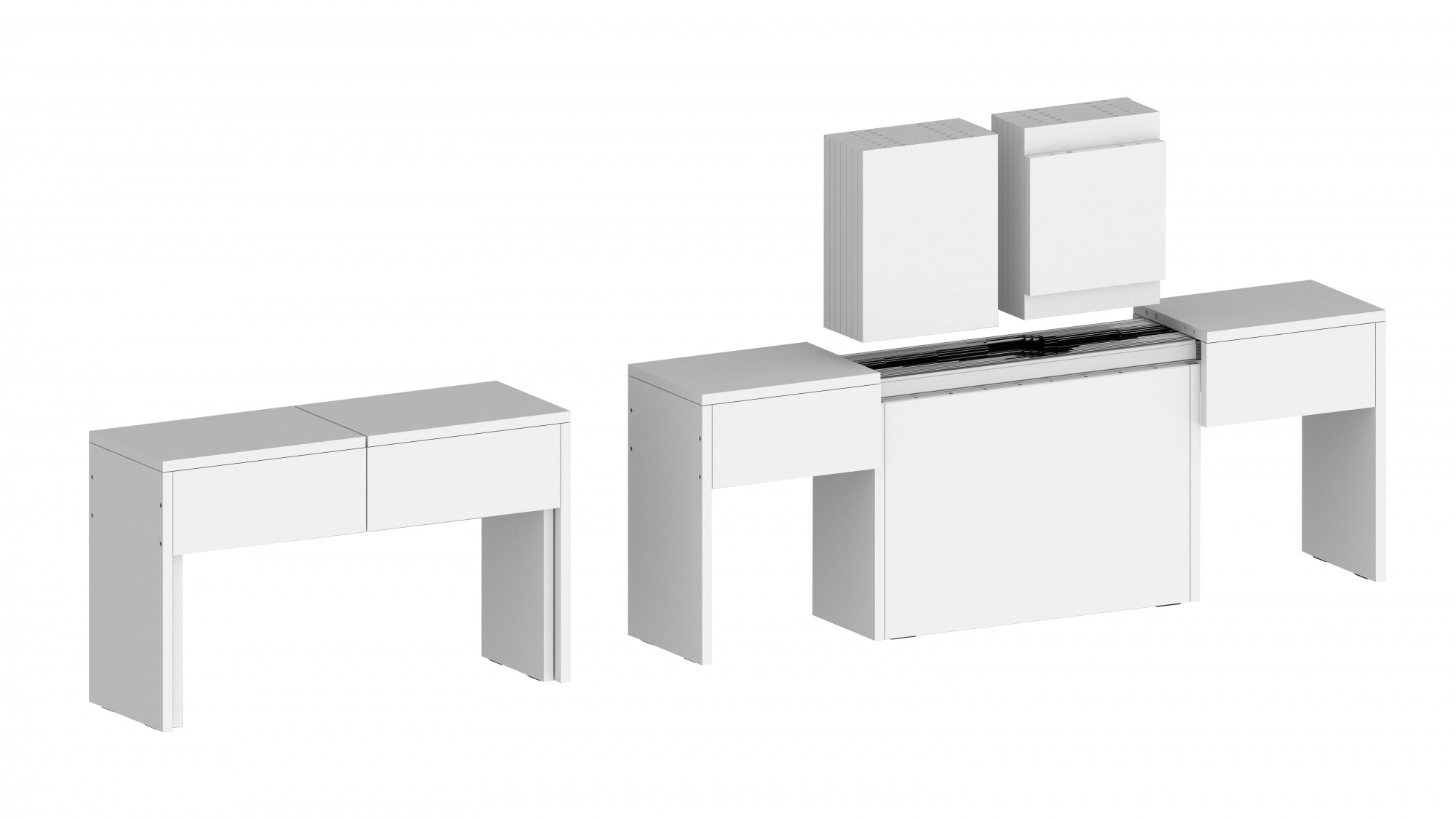 INOSIGN Sitzgruppe "Praktika", (Spar-Set, 2 tlg., Set beinhaltet 2 Bänke), Je Bank ausziehbar bis 290 cm