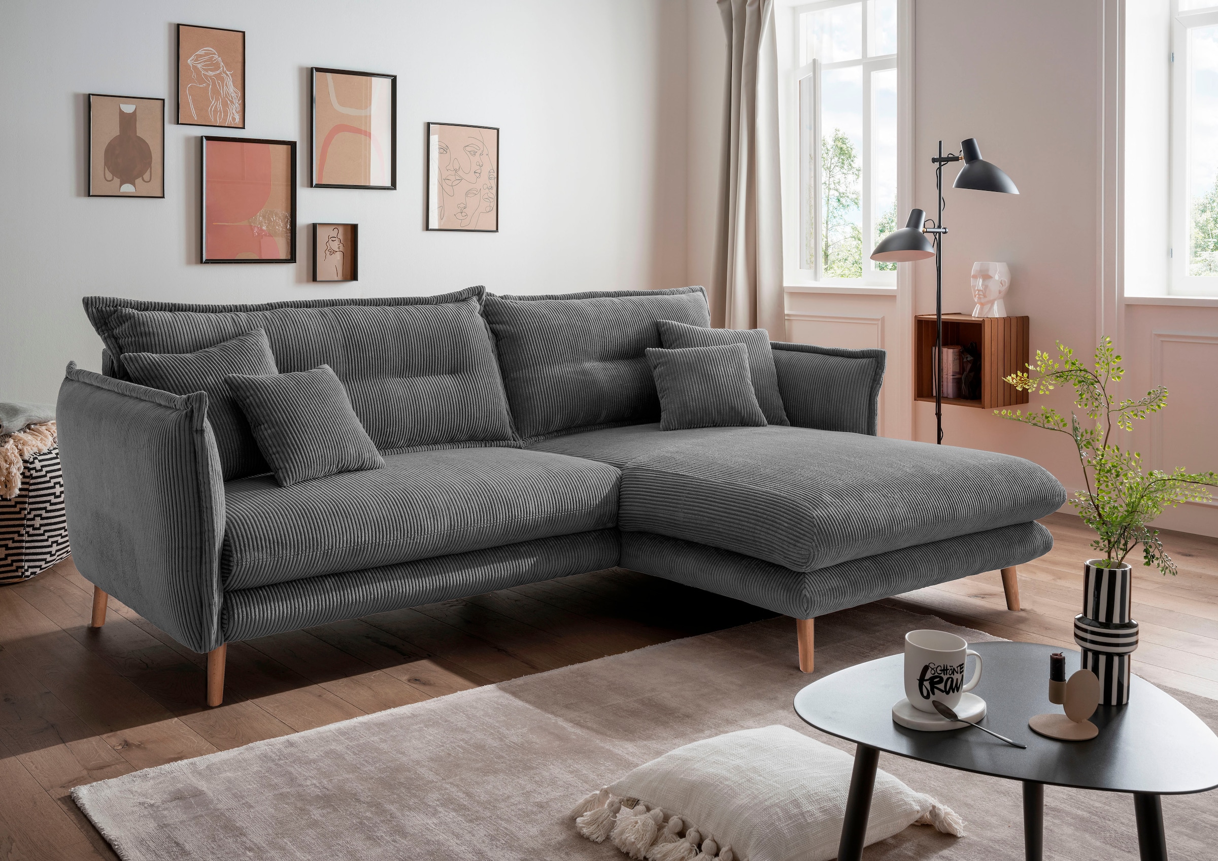 INOSIGN Ecksofa "Lazio modern und bequem, schmale Armlehnen, tolle Detailve günstig online kaufen
