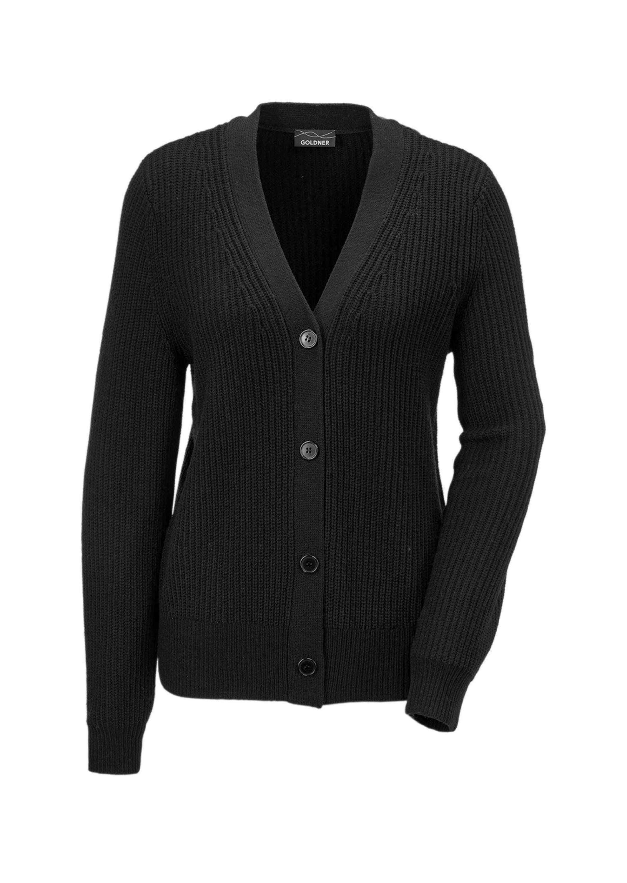 GOLDNER Strickjacke "Kurzgröße Elegante Strickjacke mit V-Ausschnitt" günstig online kaufen