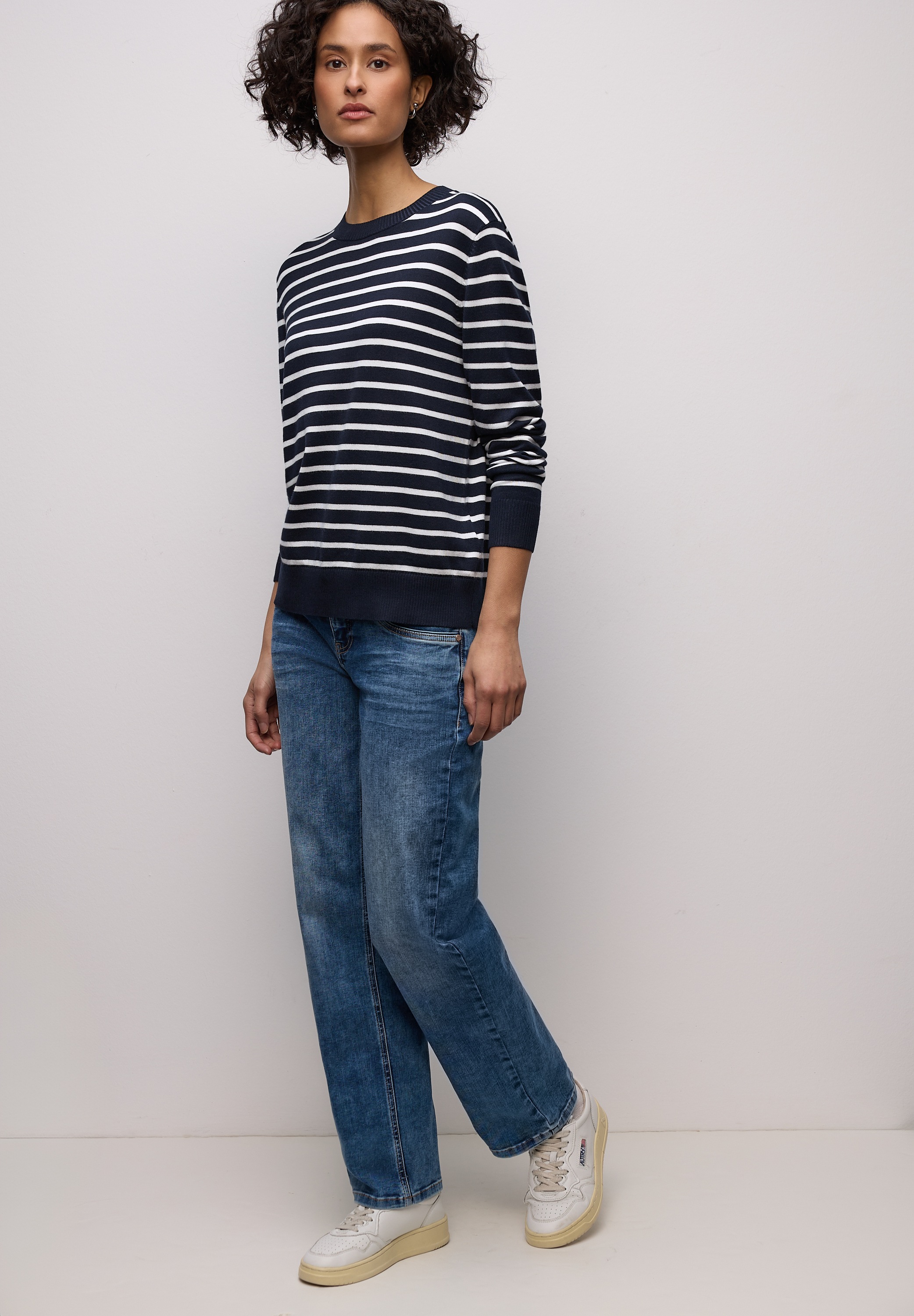 Thumbnail - STREET ONE Rundhalspullover im Streifendesign