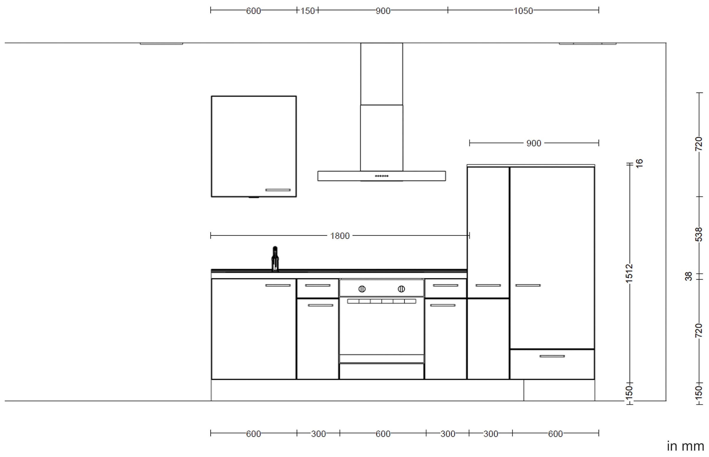 nobilia® Küchenzeile »"Cascada I"«, vormontiert, Ausrichtung wählbar, Breite 270 cm, wahlw. mit E-Geräten