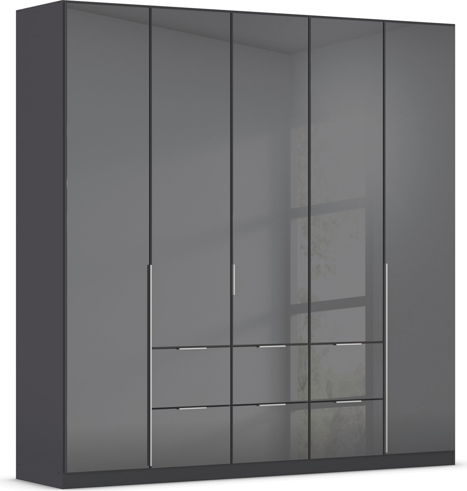 OTTO home Drehtürenschrank "Kleiderschrank Kleiderschränke Schrank Garderobe AGORDO mit Glasfront" in zwei Griff-Farben, Breiten 91-360 cm, mit Außenschubkästen, in 7 Breiten und 2 Höhen MADE IN GERMANY