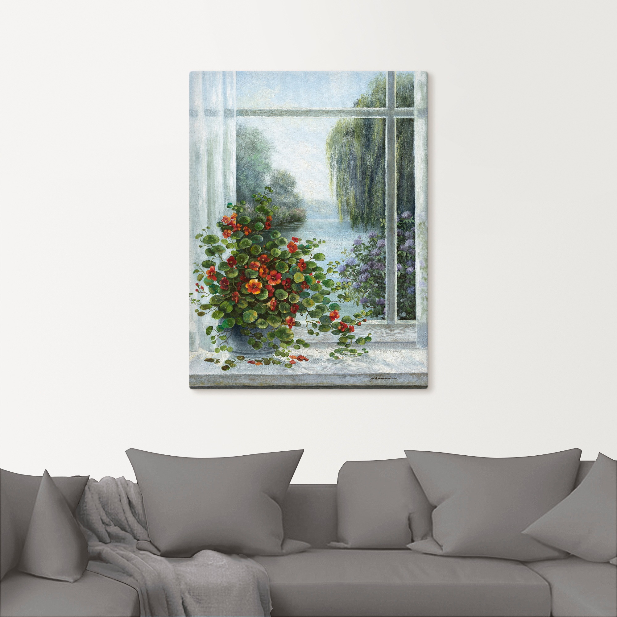 Thumbnail - Artland Leinwandbild "Kapuzinerkresse am Fenster" Arrangements 1 Stk. tlg. als Leinwandbild, Poster, Wandaufkleber in ve...