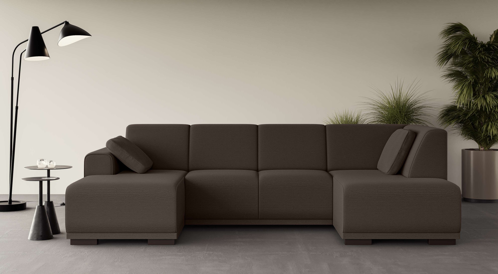 Home affaire Wohnlandschaft »BORNHOLM U-Form mit Recamiere rechts/links, B/T/H: 300/162/85 cm«, U-Form mit Wellenunterfederung, Recamiere rechts oder links bestellbar