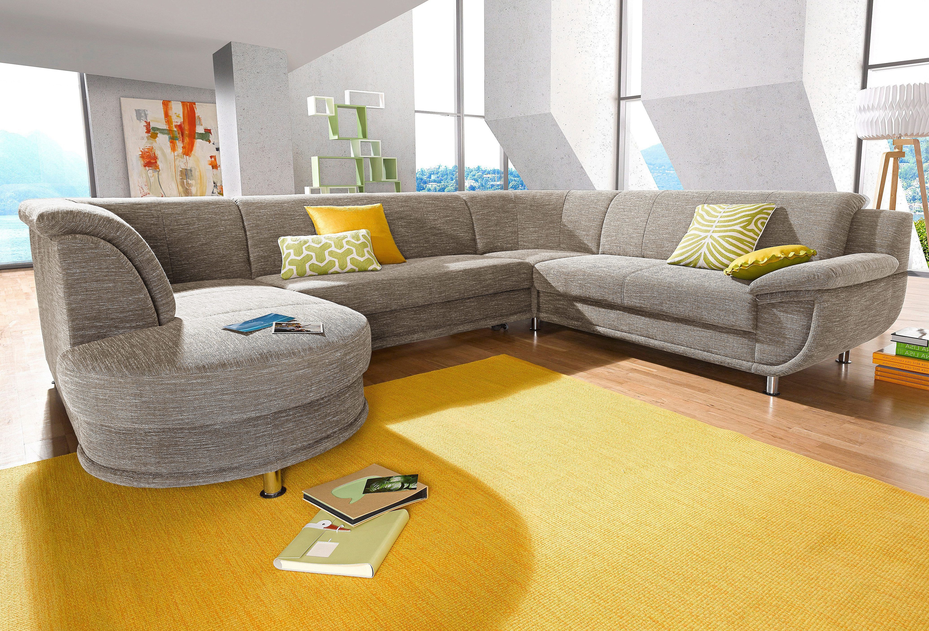 TRENDMANUFAKTUR Wohnlandschaft "Rondo, wahlweine mit Federkern, Breite 320cm, U-Form" inkl.Federkern und mit Bettfunktion