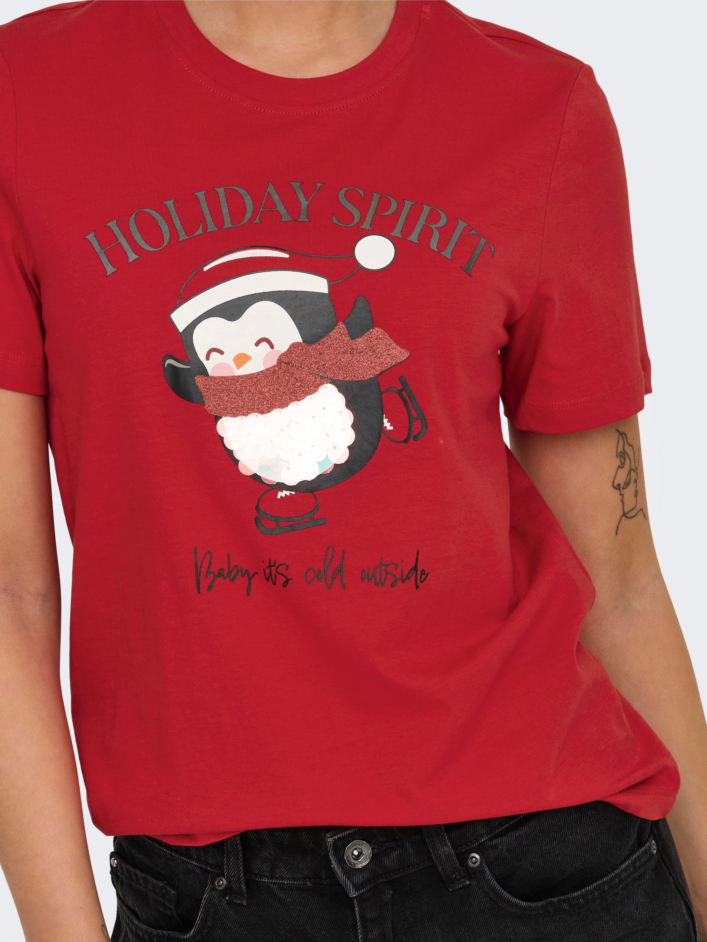 Thumbnail - ONLY Kurzarmshirt "ONLKITA LIFE REG S/S TOP BOX XMAS JRS"