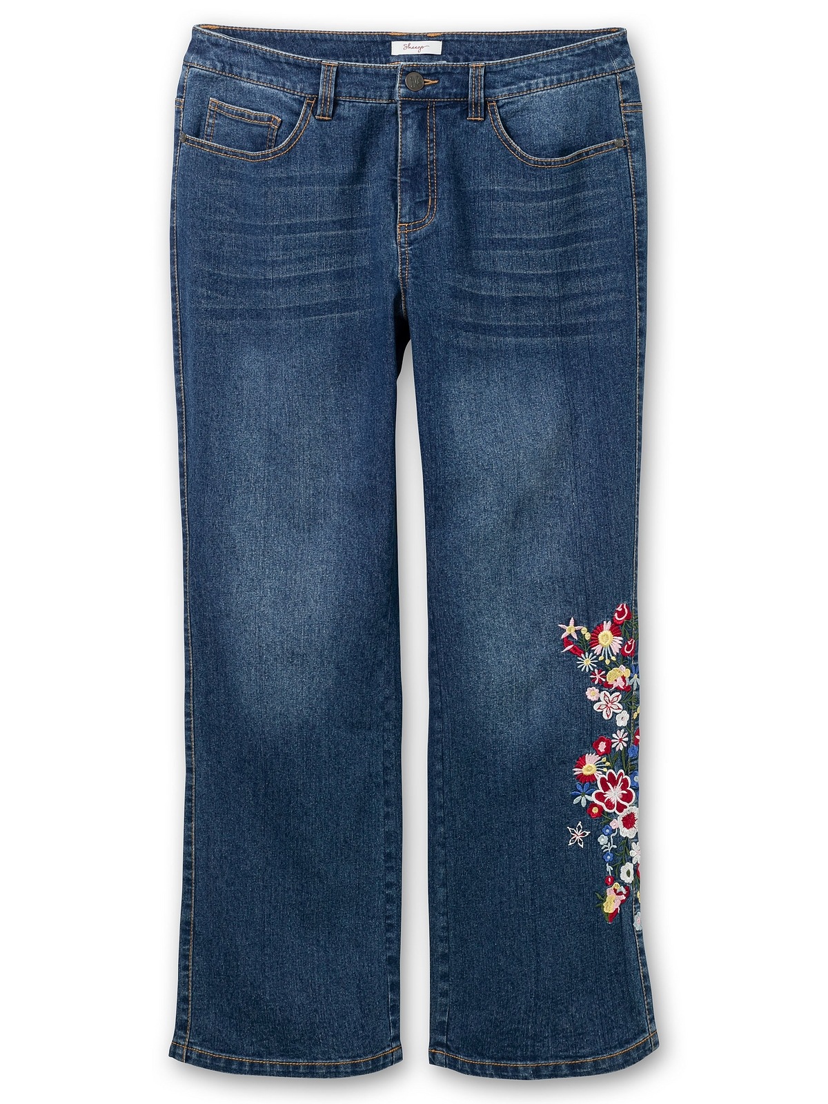 sheego by Joe Browns Bootcut-Jeans »Große Größen«, mit Blumenstickerei seitlich am Bein
