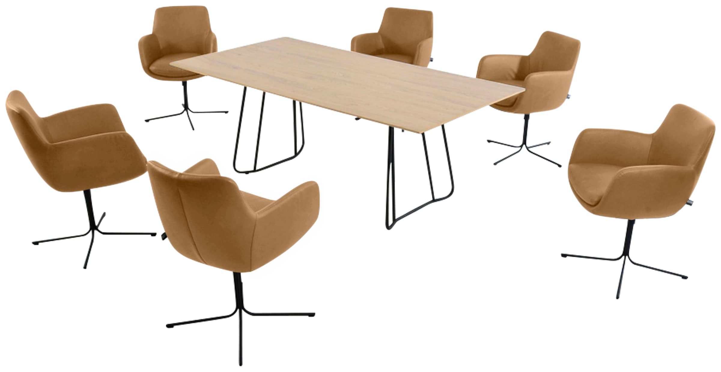 K+W Komfort & Wohnen Drehstuhl "Pego" () filigranem 4-Fuß-Gestell in schwar günstig online kaufen