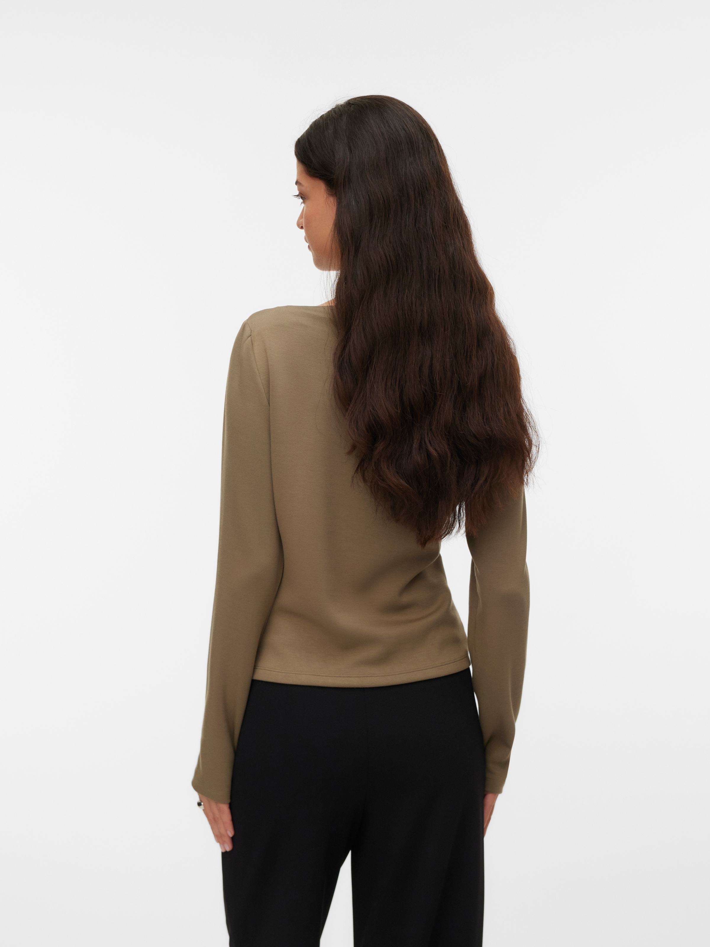 Vero Moda Langarmshirt »VMMILLE LS BOATNECK SHORT TOP JRS NOOS« Materialmix, regular fit, mit Raffung