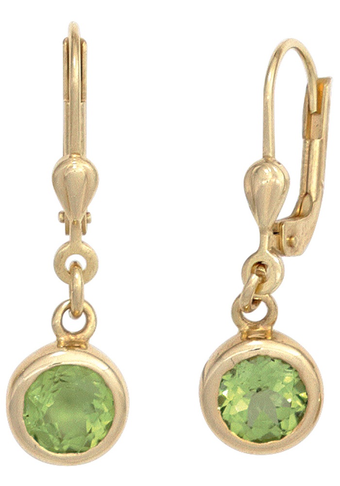 Paar Ohrhänger JOBO "Ohrringe Peridotohrringe", gelbgold 585, Ohrringe, Damen, Gelbgold 585, 585 Gold mit Peridot