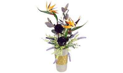 Kunstblume »Gesteck aus Strelitzie, Allium und Lavendel«