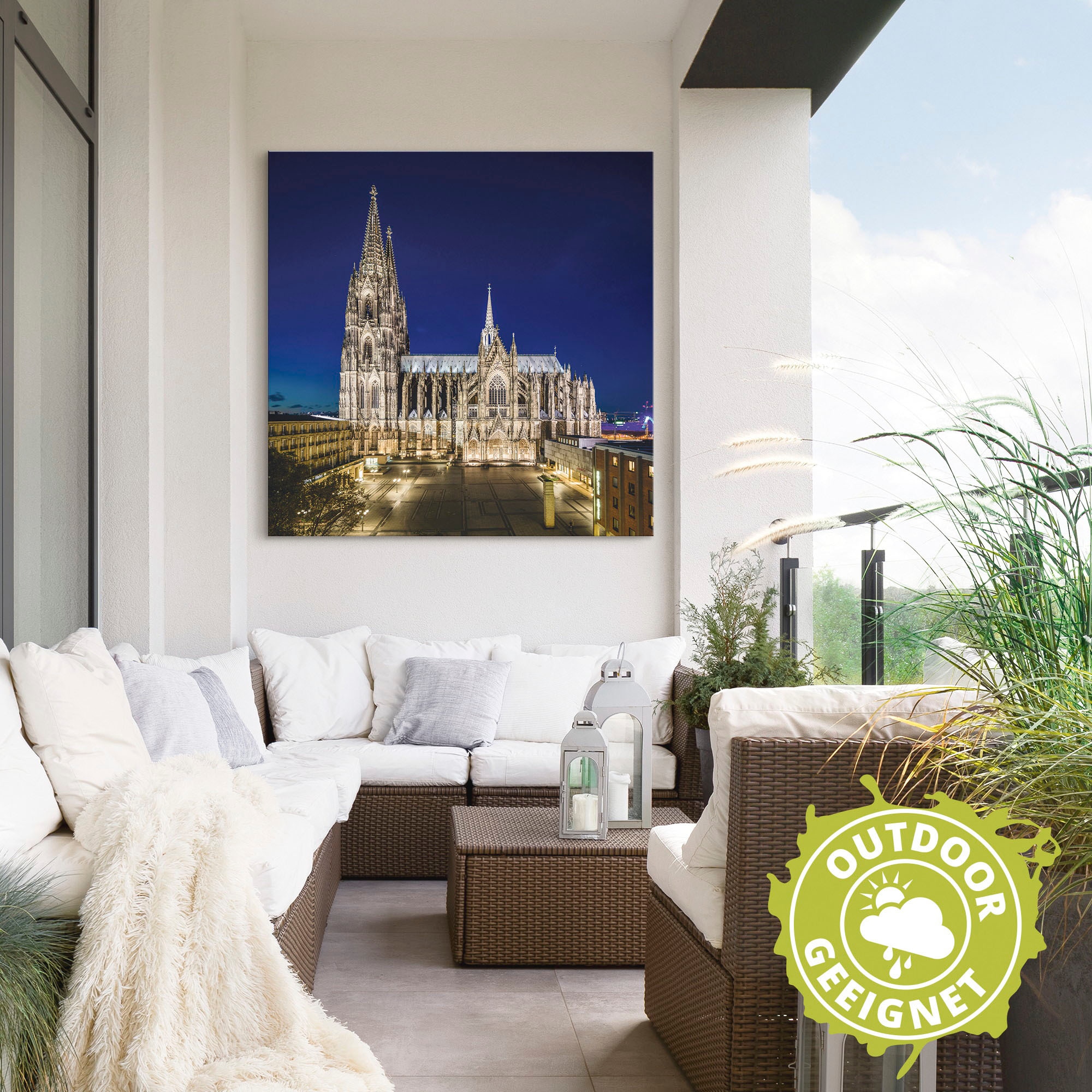 Artland Alu-Dibond-Druck »Kölner Dom am Abend«, Gebäude, (1 St.), für Innen- und Außenbereich geeignet, Outdoorbild