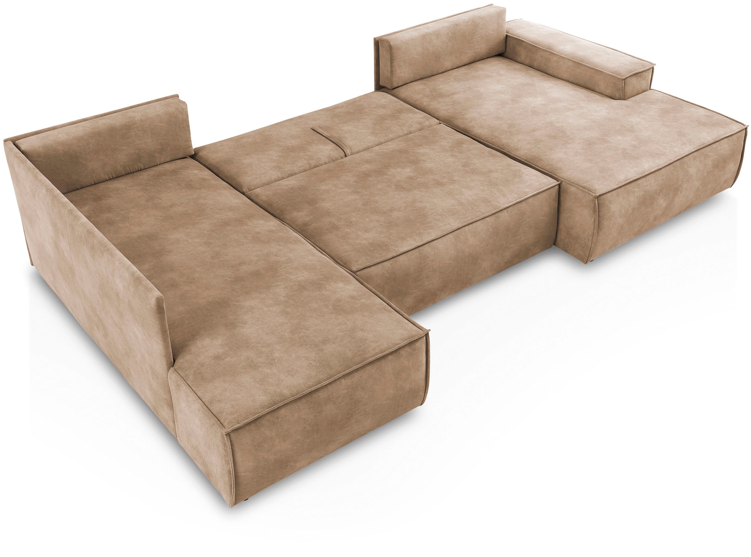 Home affaire Wohnlandschaft »SHERWOOD 329 cm, U-Form, Schlafsofa,«, Schlaffunktion m. Bettkasten (194x139 cm), Cord, Vintage, Samtvelours