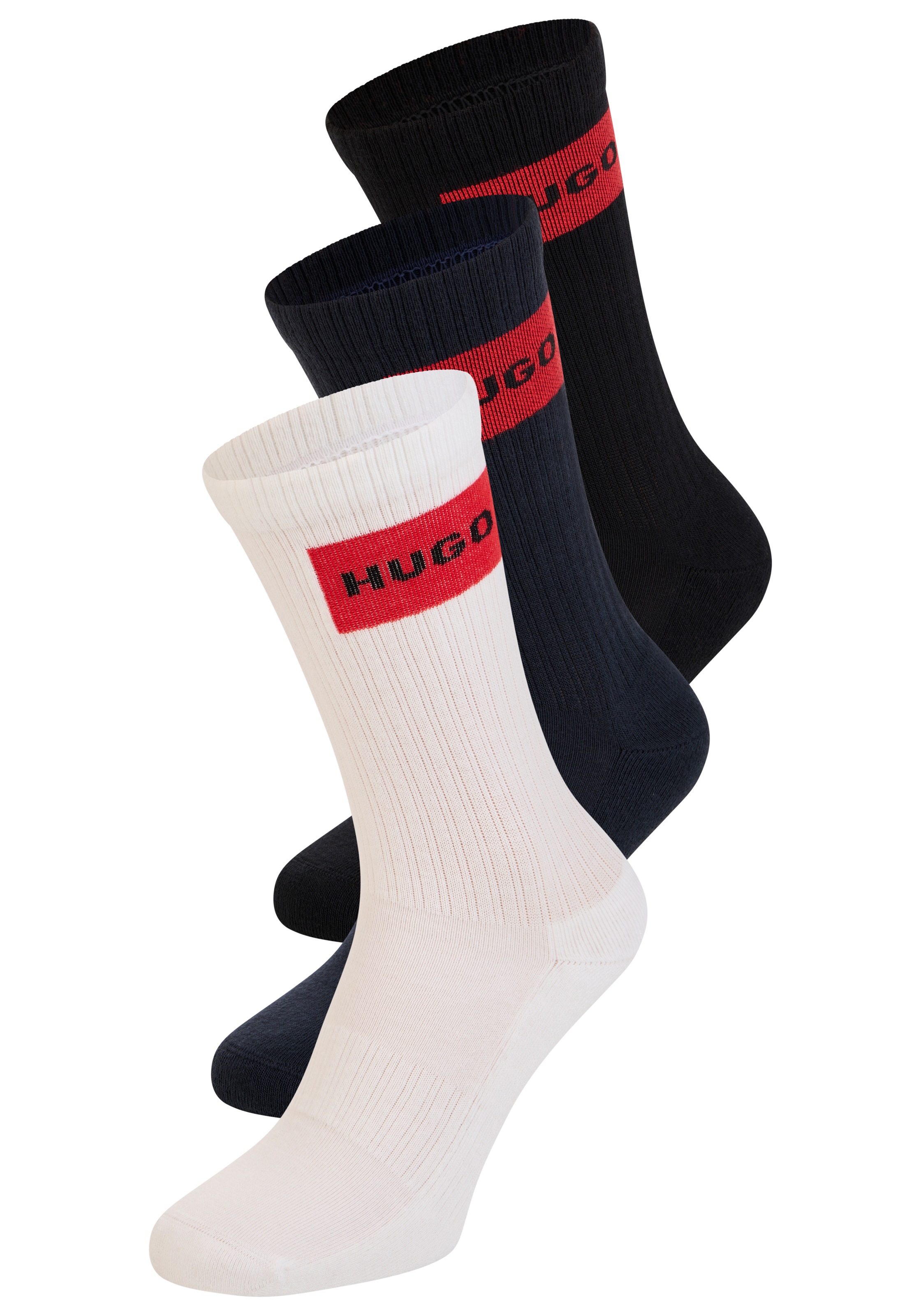 HUGO Underwear Freizeitsocken "3P QS RIB LABEL" Packung, 3er, 3 Paar tlg. m günstig online kaufen