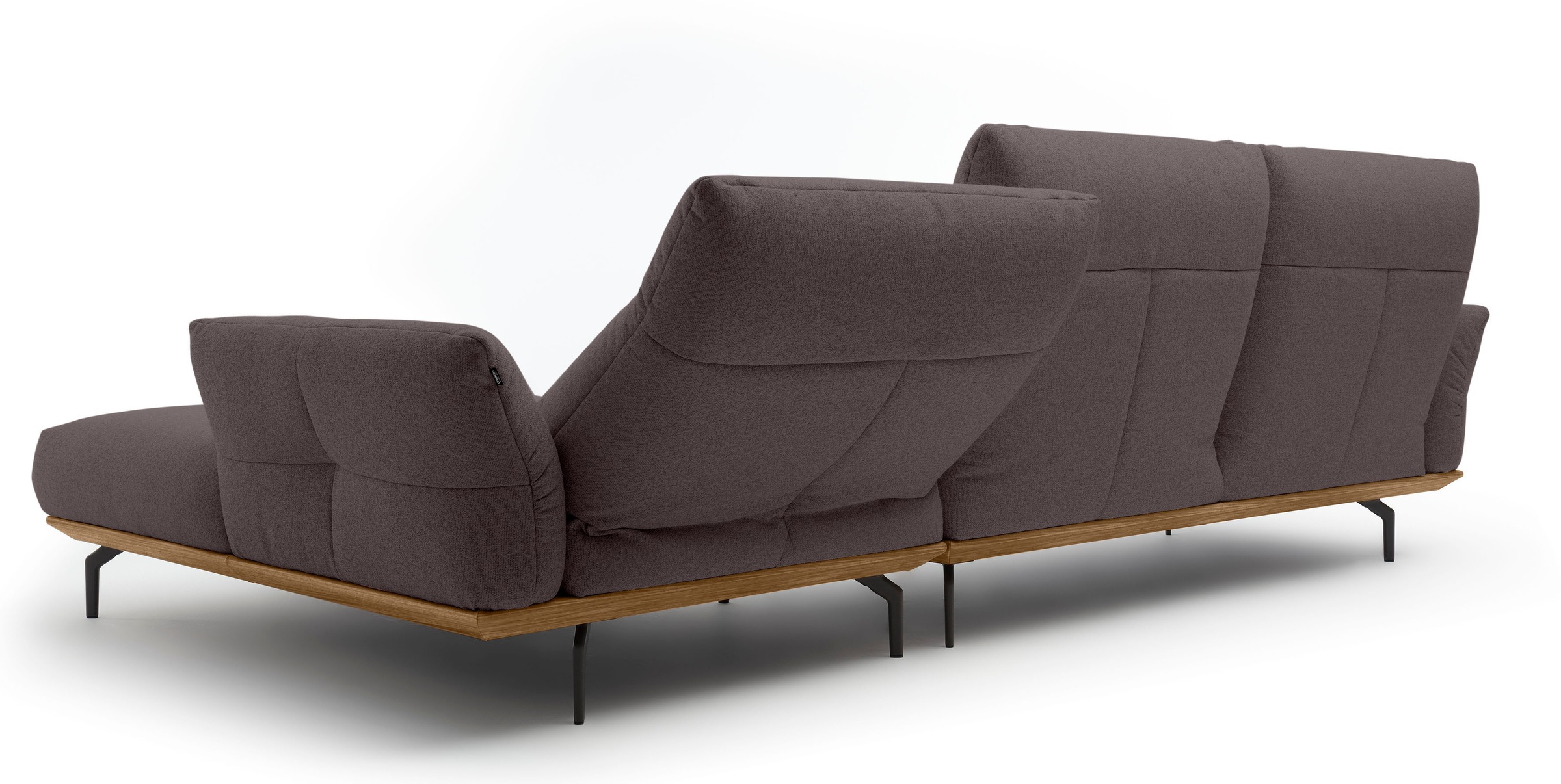 Creation BY ROLF BENZ Ecksofa »CR.460«, Sockel in Nussbaum, Winkelfüße in Umbragrau, Breite 318 cm