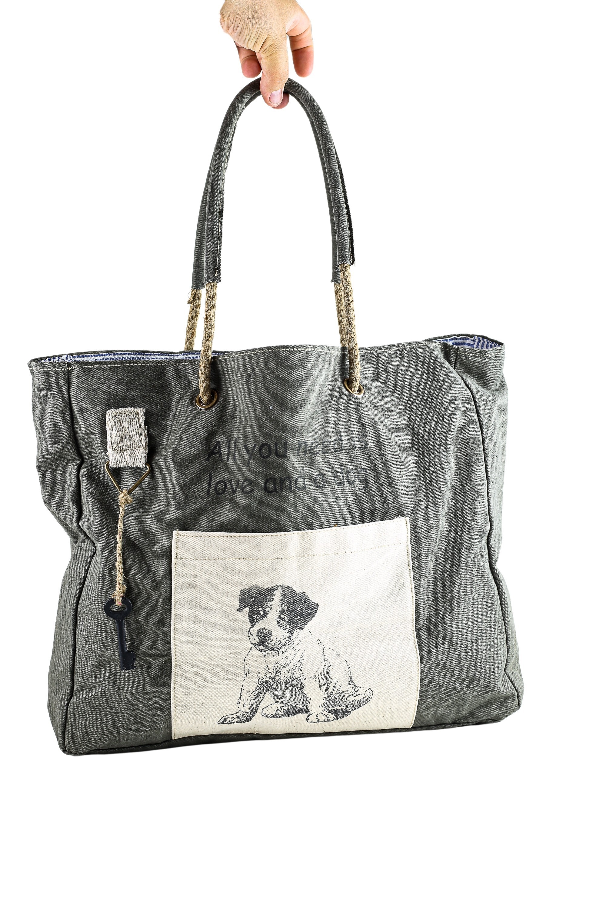 COLLEZIONE ALESSANDRO Schultertasche »Hund«, aus Stoff mit Seilhenkel und Hunde Motiv